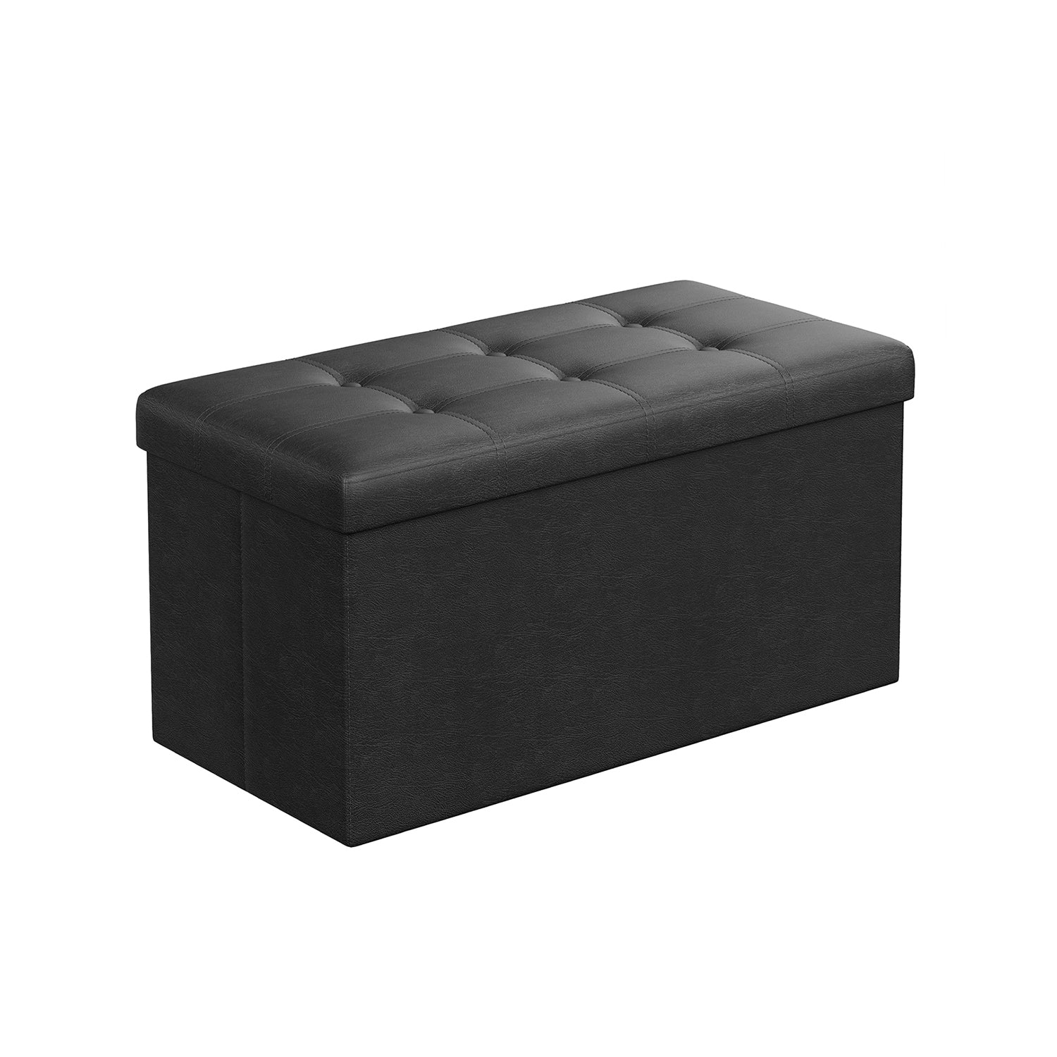 Sitztruhe 76 cm Kunstleder Schwarz