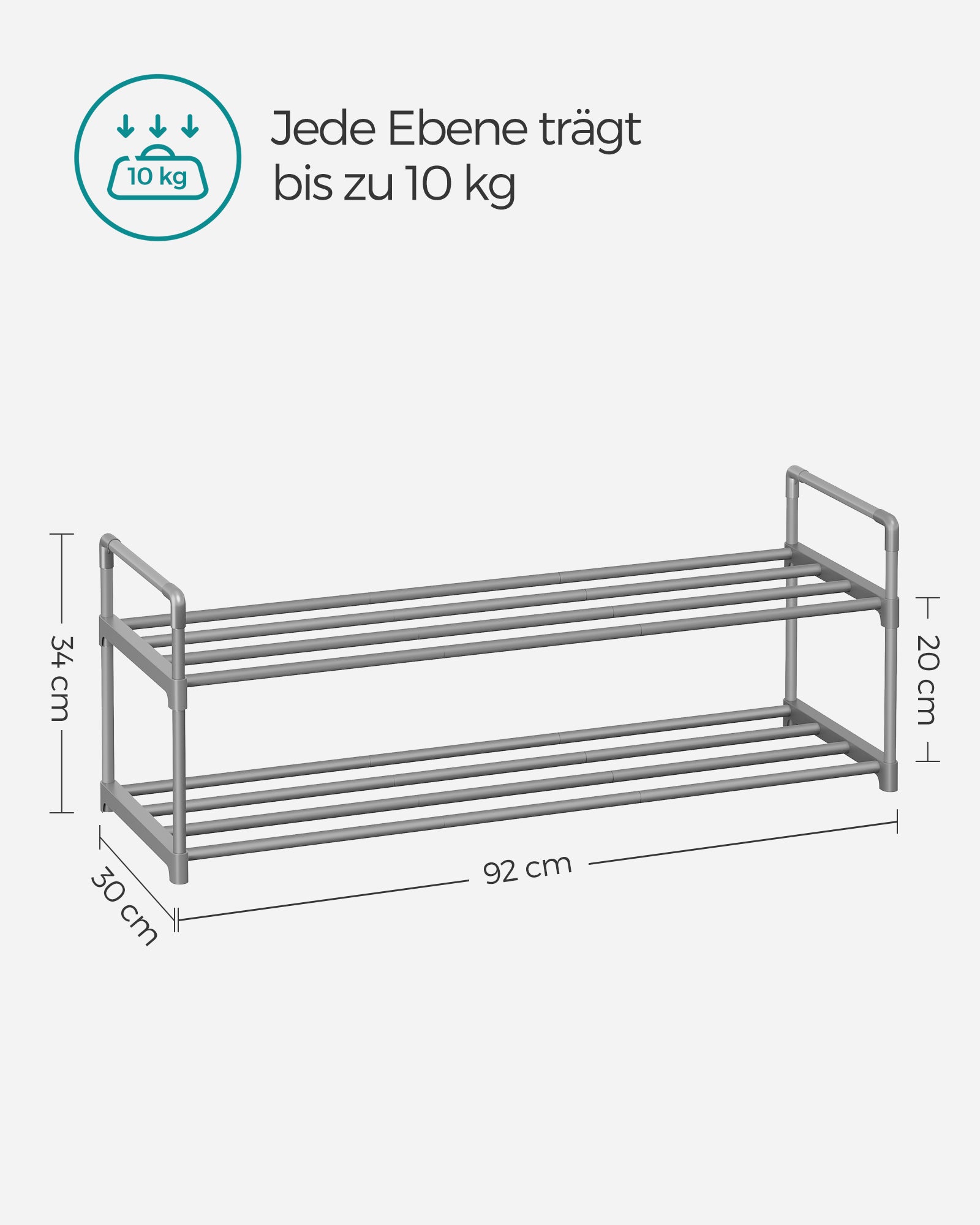 Schuhregal mit 2 Ebenen