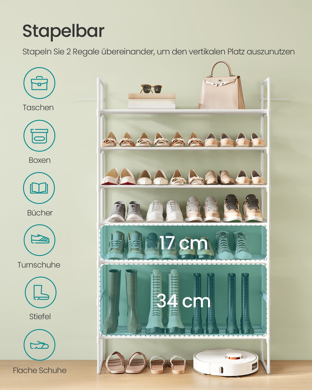Schuhregal mit 4 Ablagen