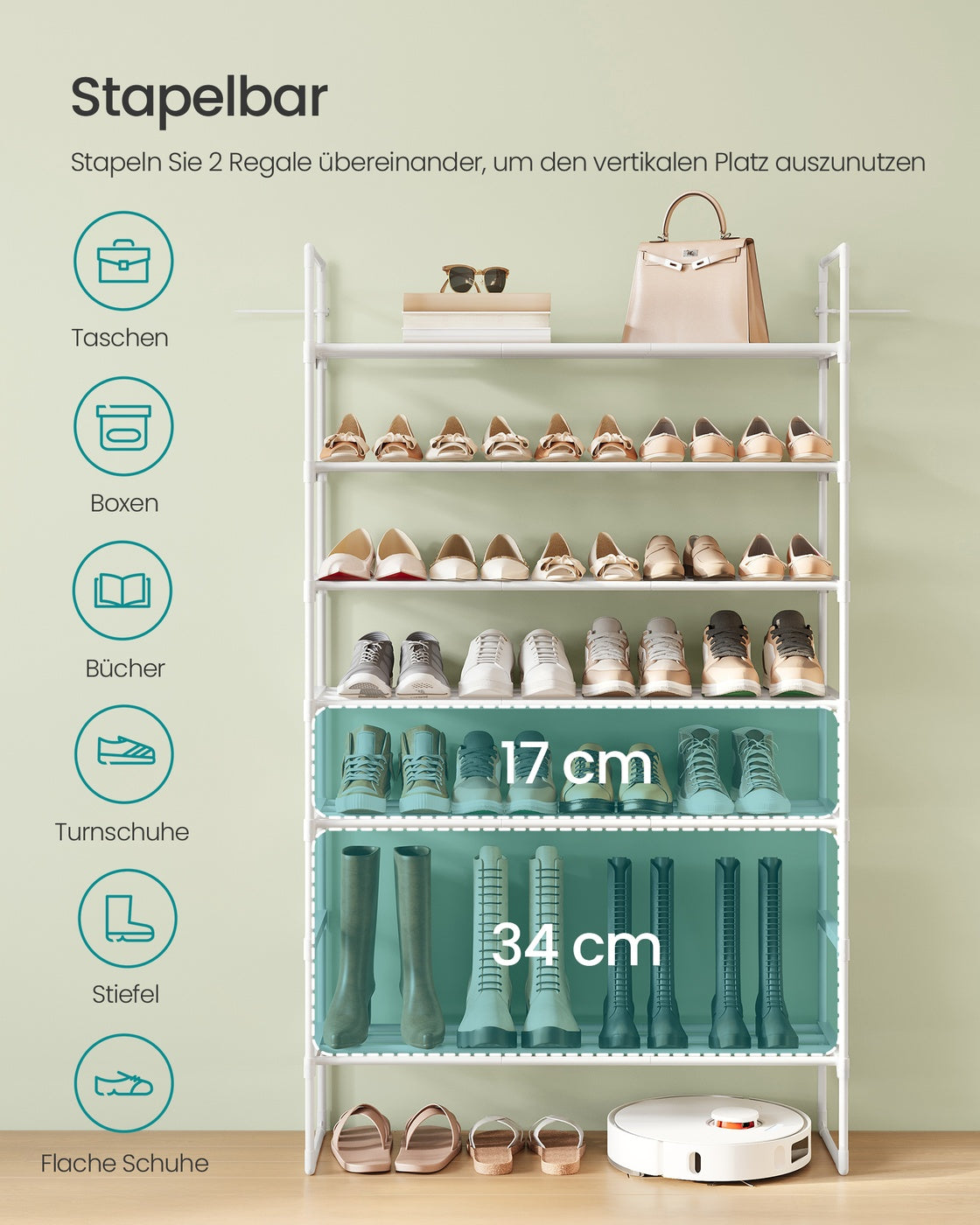 Schuhregal mit 4 Ablagen