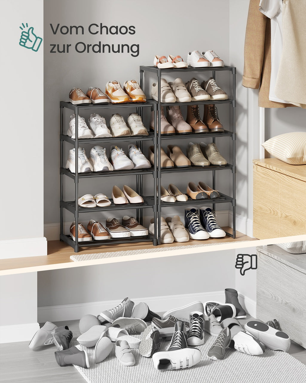 Schuhregal mit 10 Ablagen