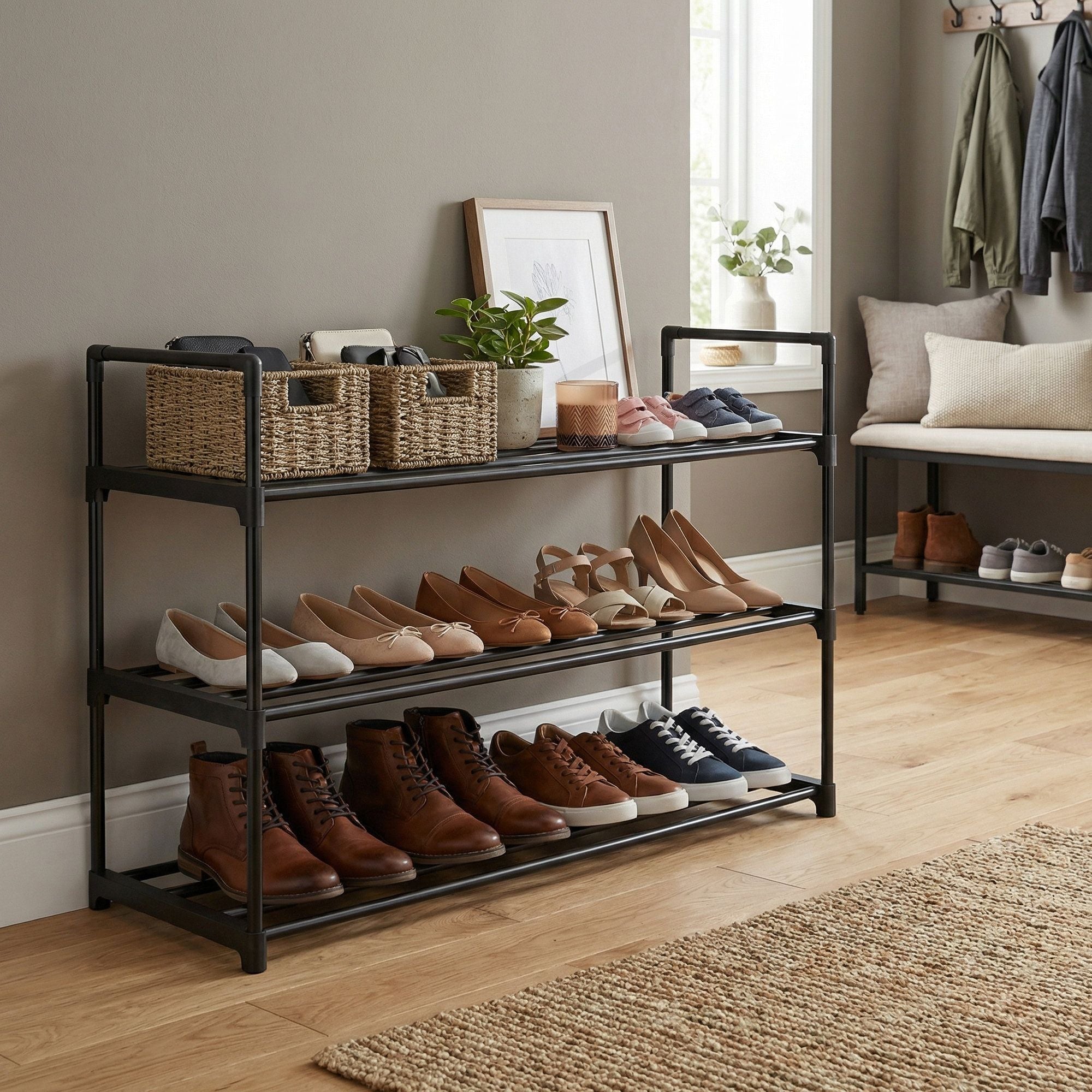 Schuh-Organizer mit 3 Ebenen, Schuhregal, für 12-15 Paar Schuhe