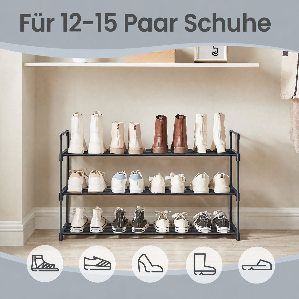 Schuh-Organizer mit 3 Ebenen, Schuhregal, für 12-15 Paar Schuhe