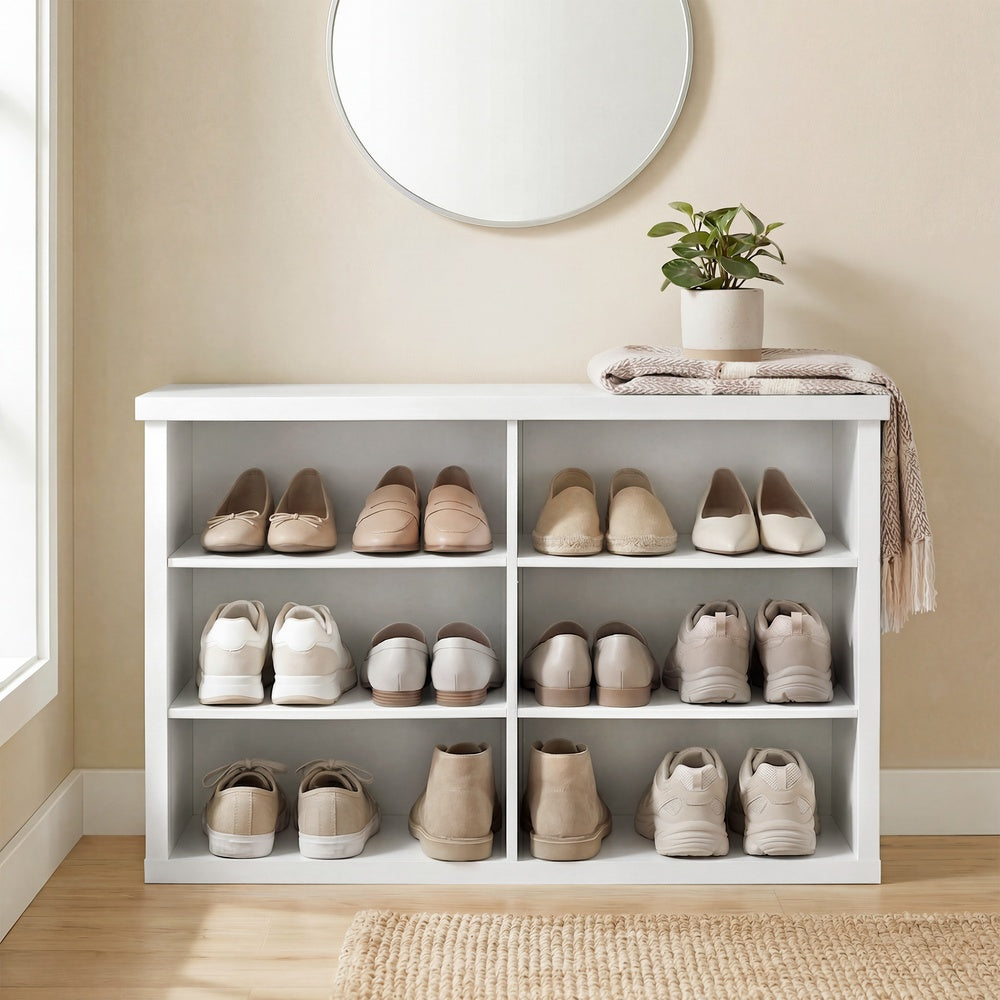 Sitzbank mit Stauraum, Schuhbank, Schuhregal 6 Fächer