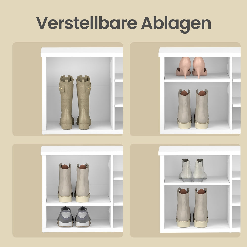 Sitzbank mit Stauraum, Schuhbank, Schuhregal 6 Fächer