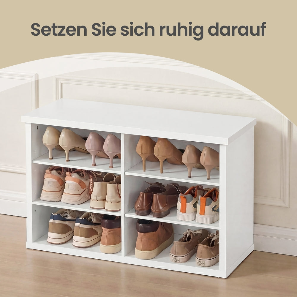 Sitzbank mit Stauraum, Schuhbank, Schuhregal 6 Fächer