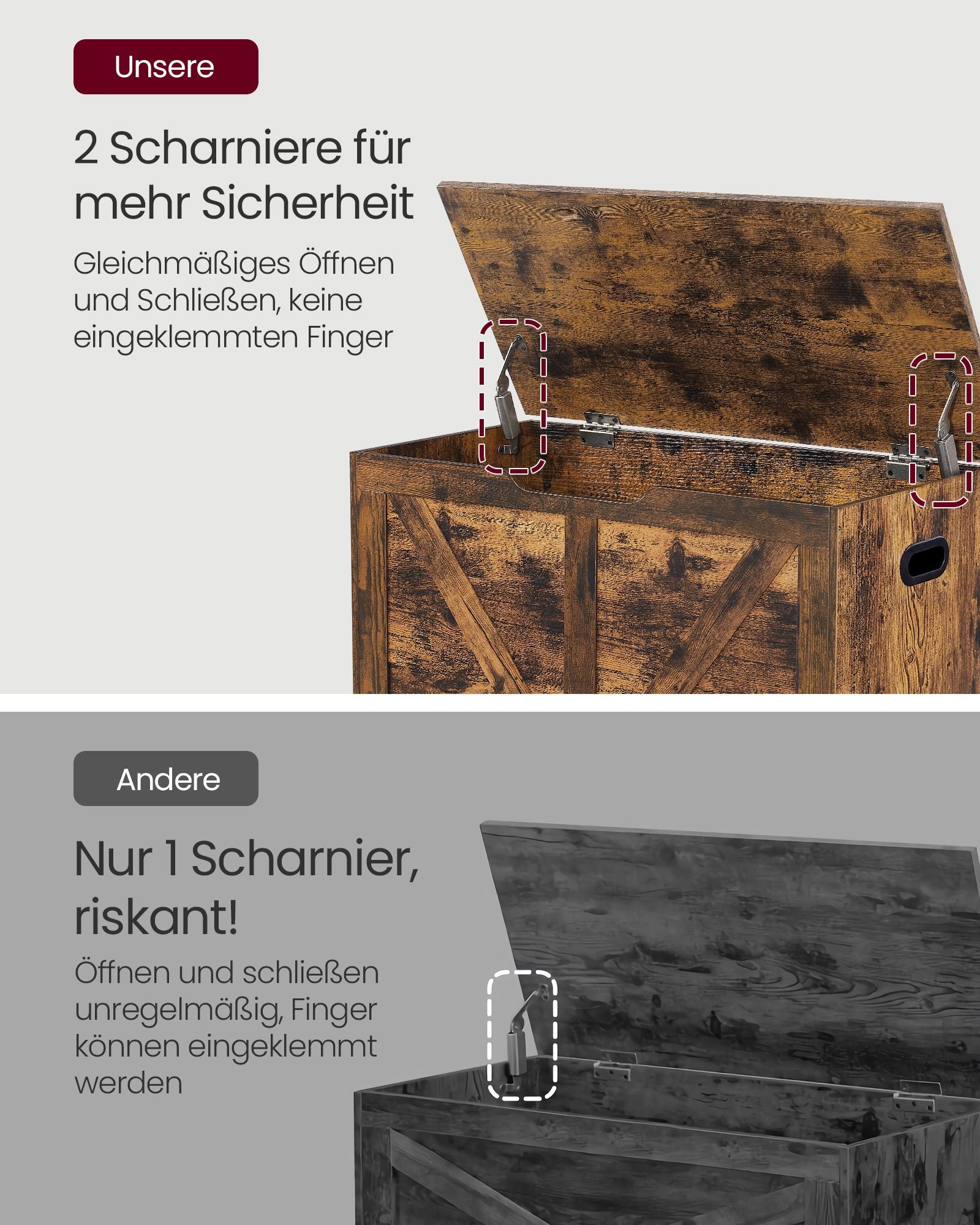 Sitzbank mit Stauraum Scheunenstil vintagebraun