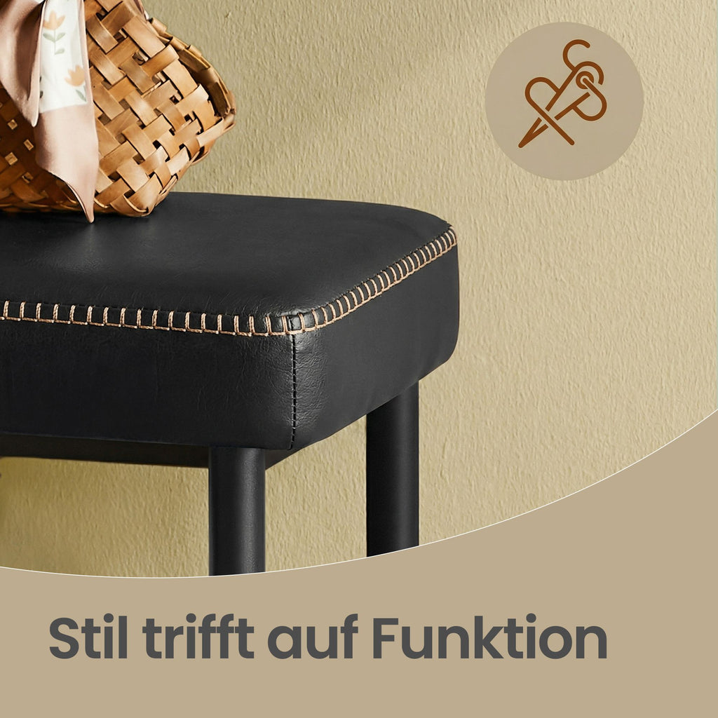 Schuhregal Bank, Sitzbank mit Kunstleder und Ziernähten, Flur