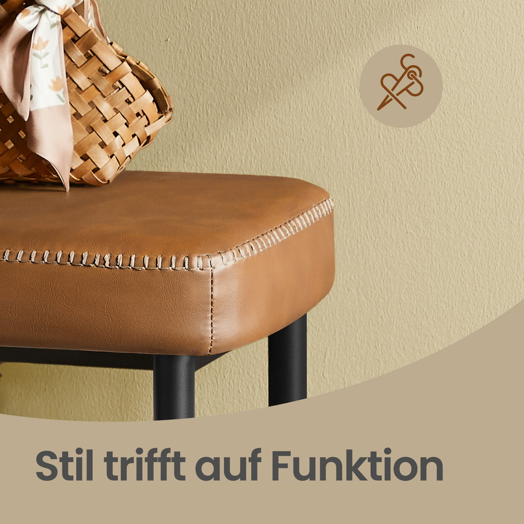 Schuhregal Bank, Sitzbank mit Kunstleder und Ziernähten, Flur