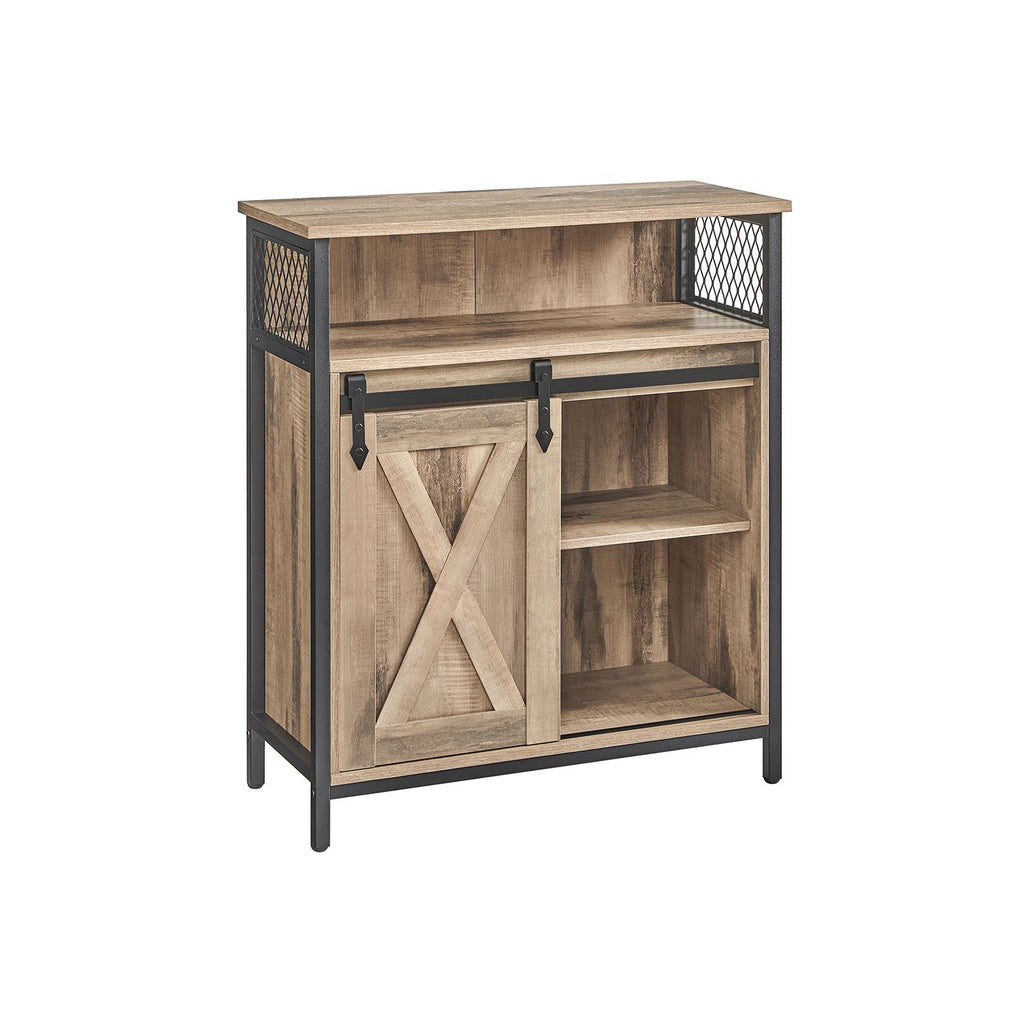 Sideboard mit Schiebetür Landhausstil eichenbraun-schwarz