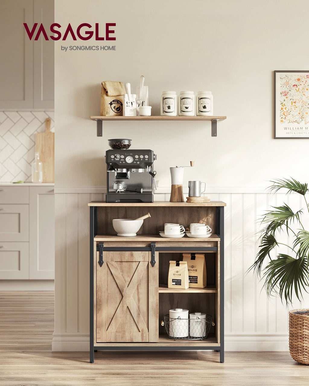 Sideboard mit Schiebetür Landhausstil eichenbraun-schwarz