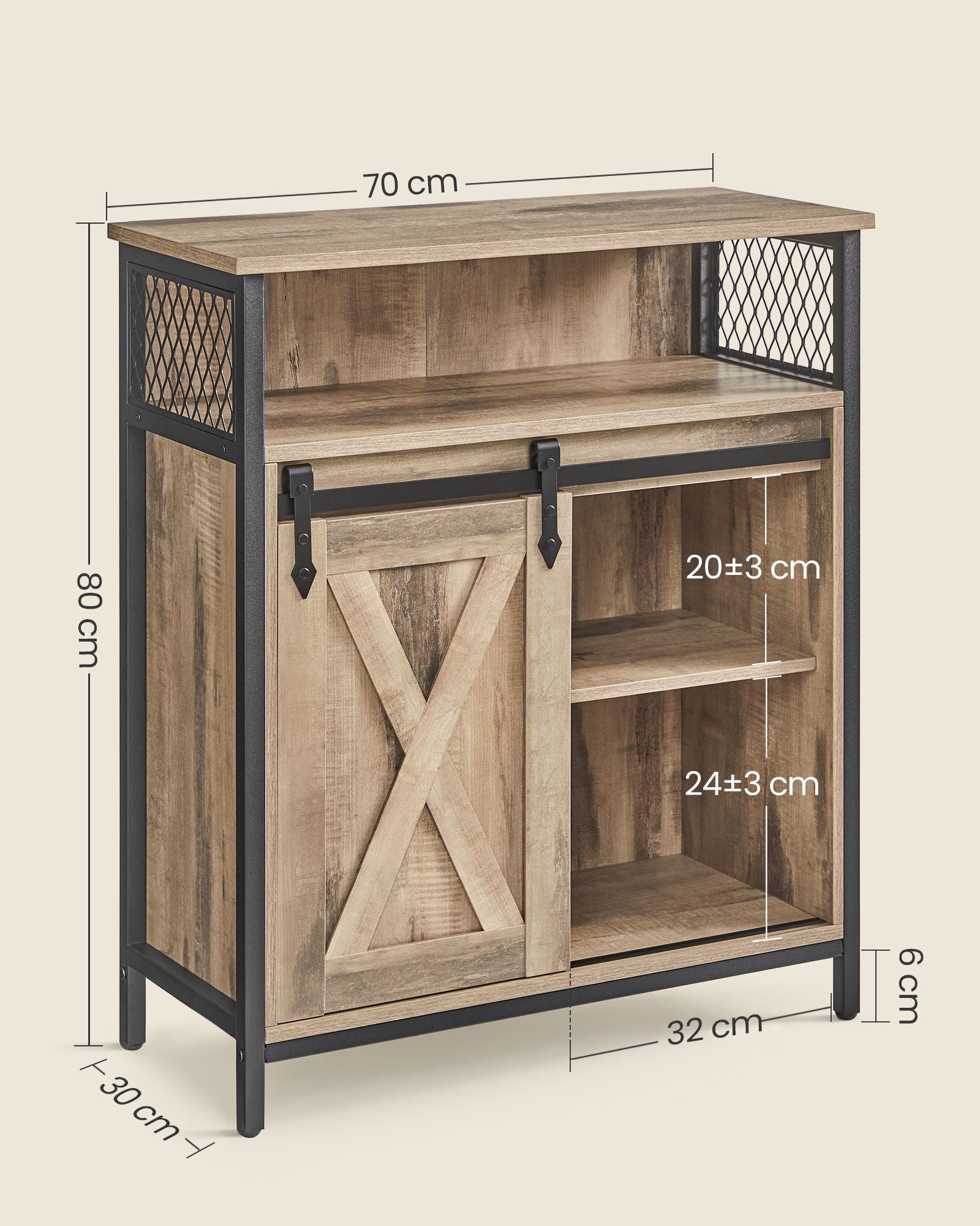 Sideboard mit Schiebetür Landhausstil eichenbraun-schwarz