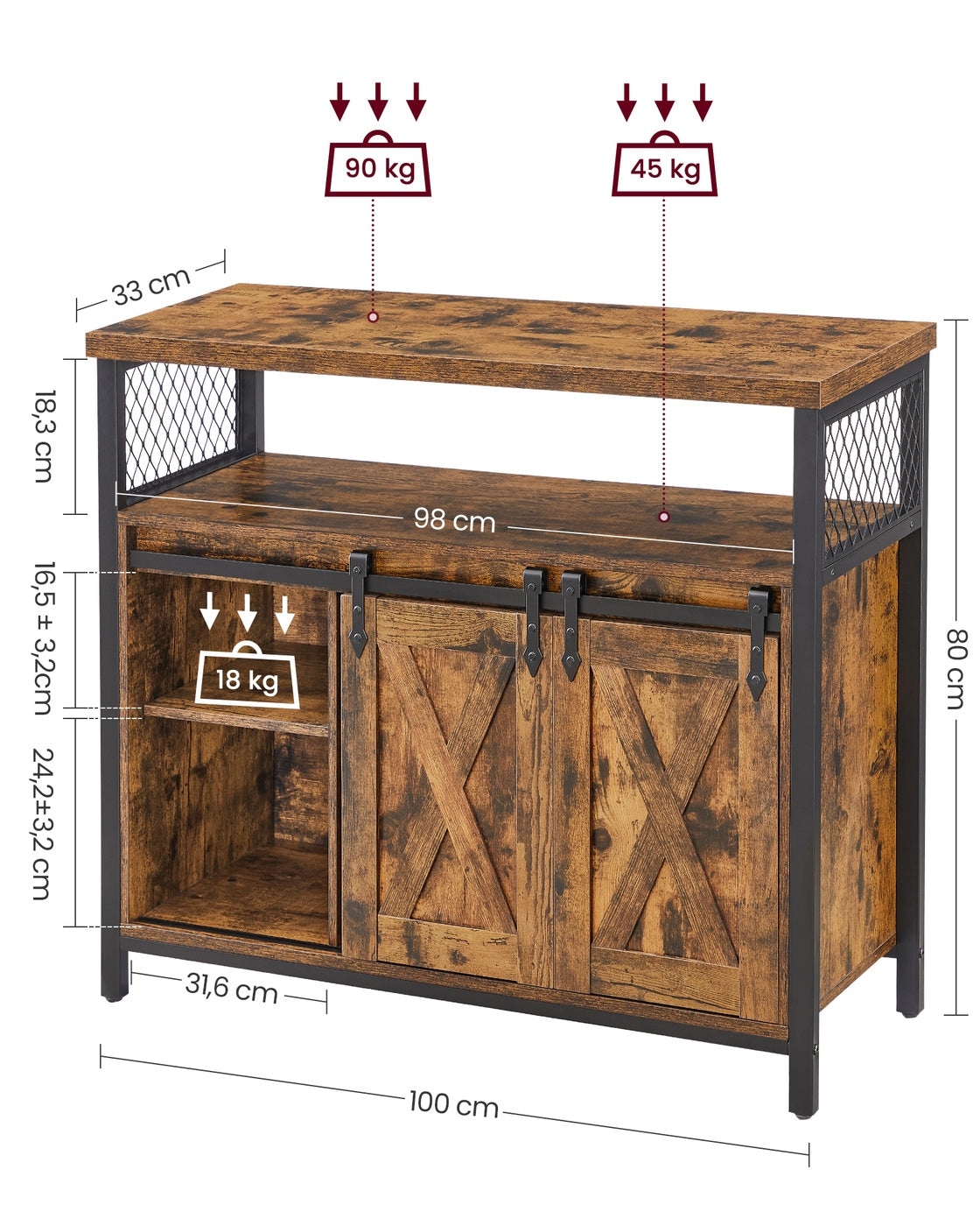 Sideboard mit 2 Schiebetüren