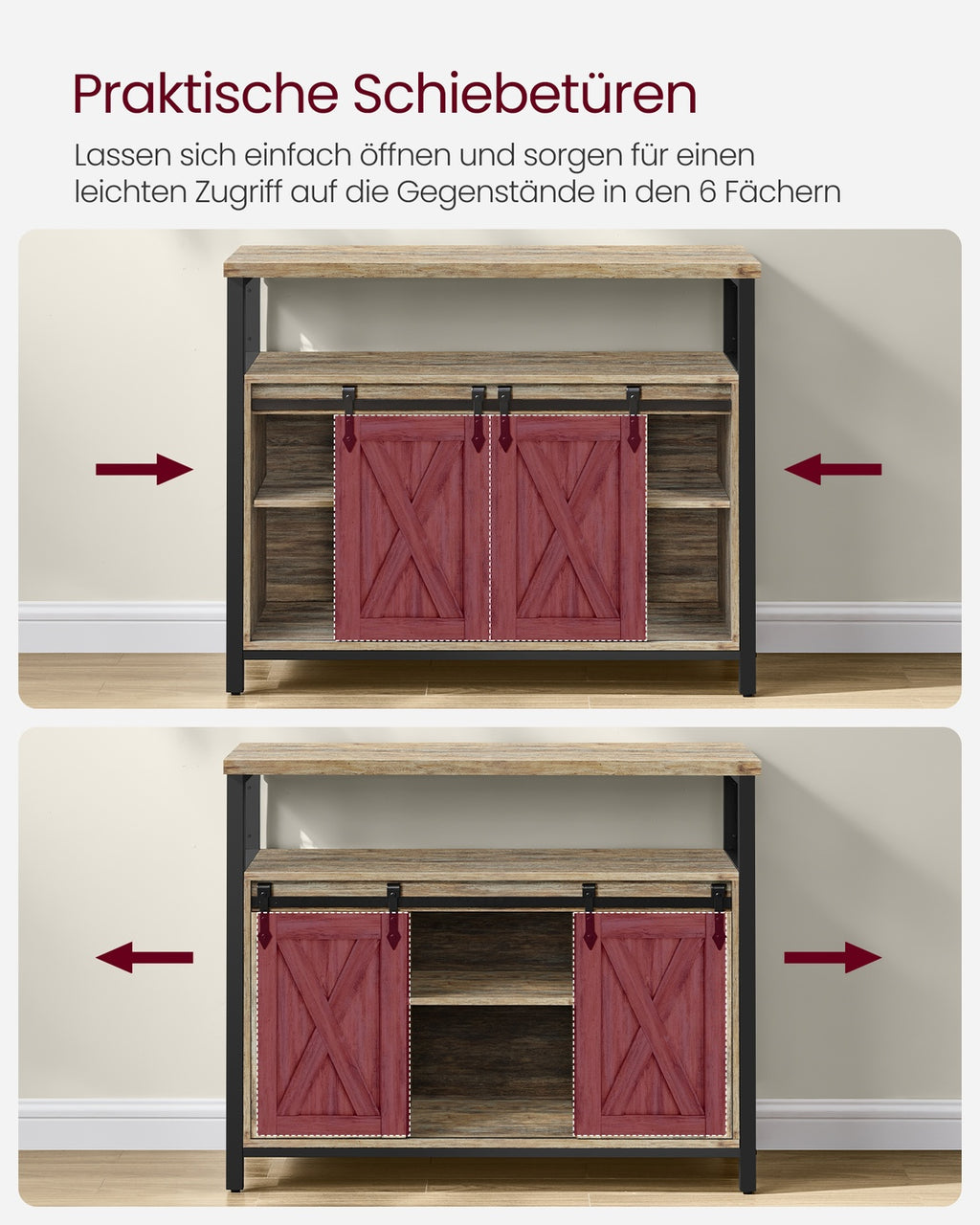 Sideboard mit Schiebetüren und Ablagen