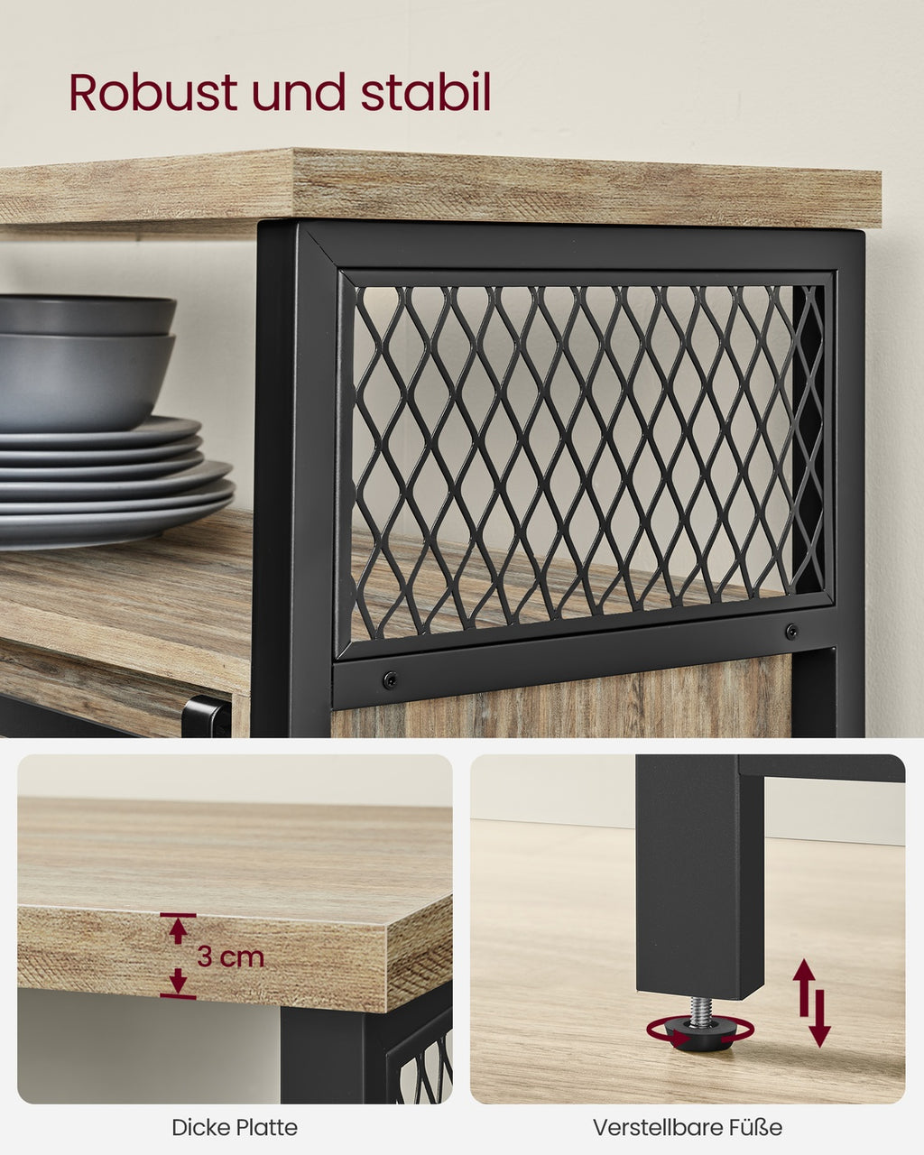 Sideboard mit Schiebetüren und Ablagen