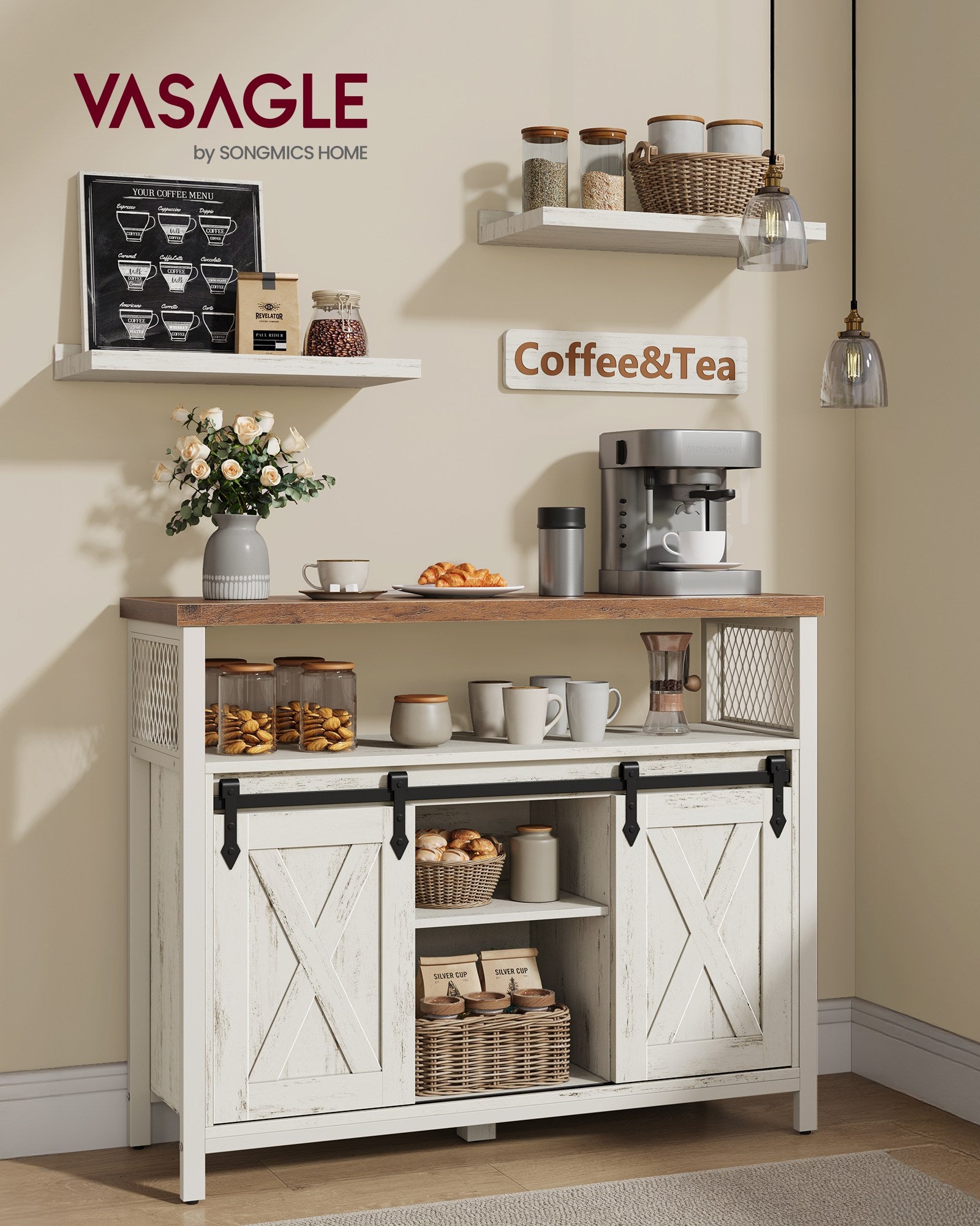 Sideboard mit Schiebetüren und Ablagen
