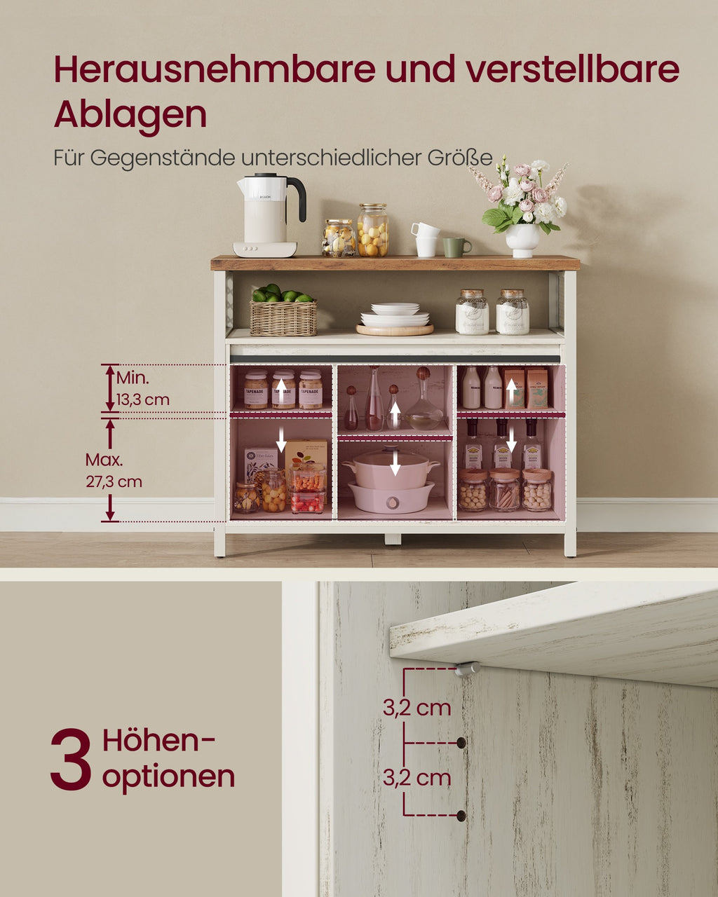 Sideboard mit Schiebetüren und Ablagen