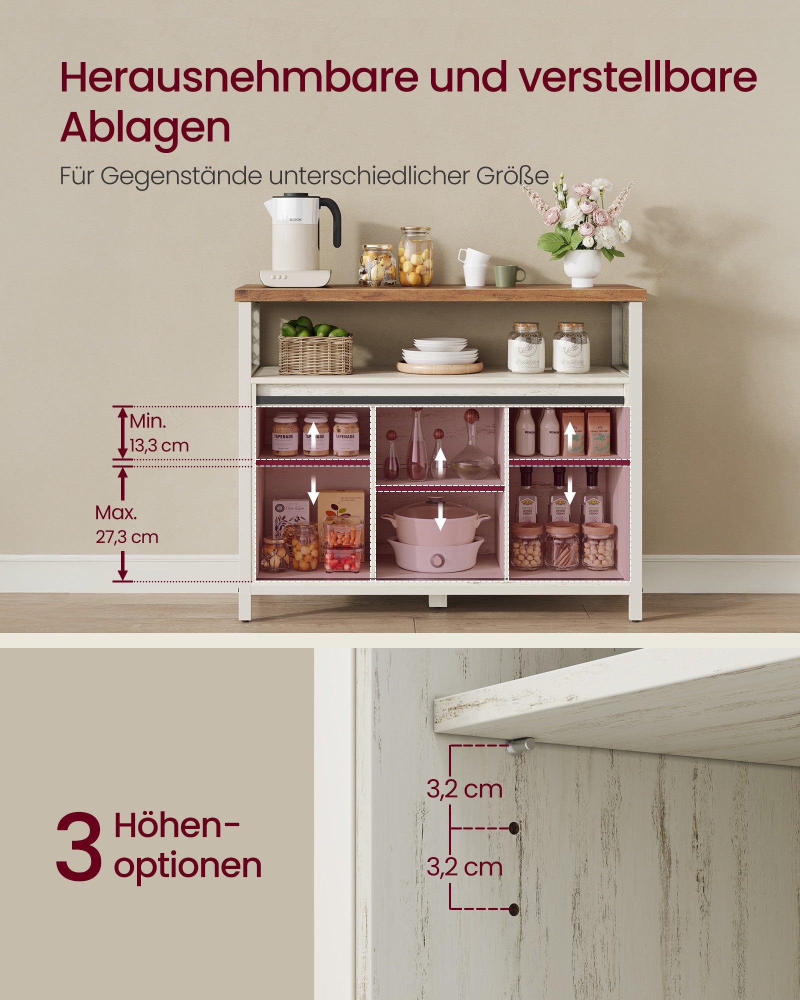 Sideboard mit Schiebetüren und Ablagen