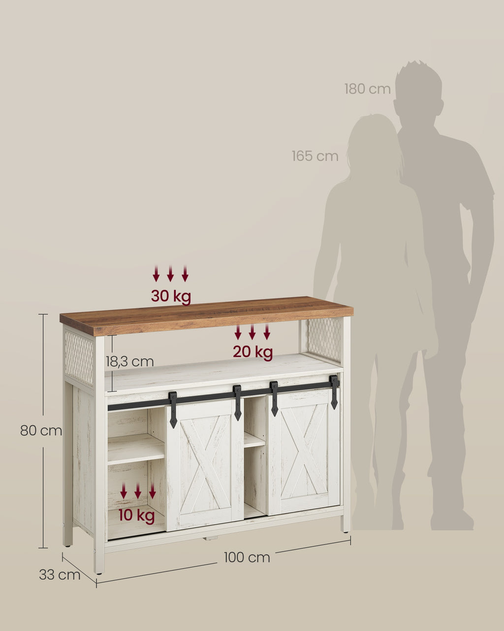 Sideboard mit Schiebetüren und Ablagen