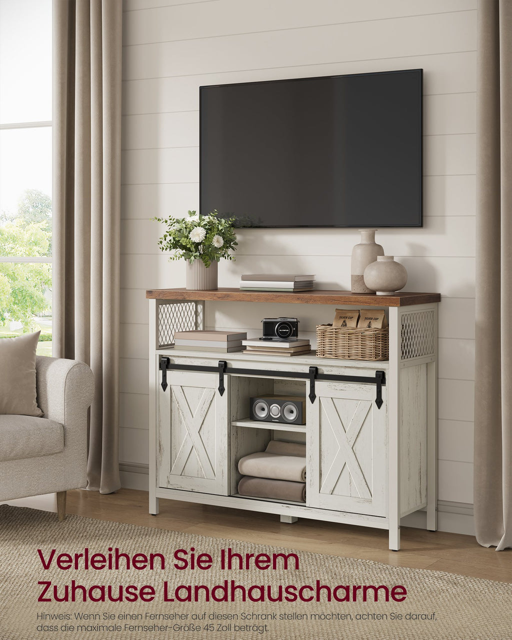 Sideboard mit Schiebetüren und Ablagen