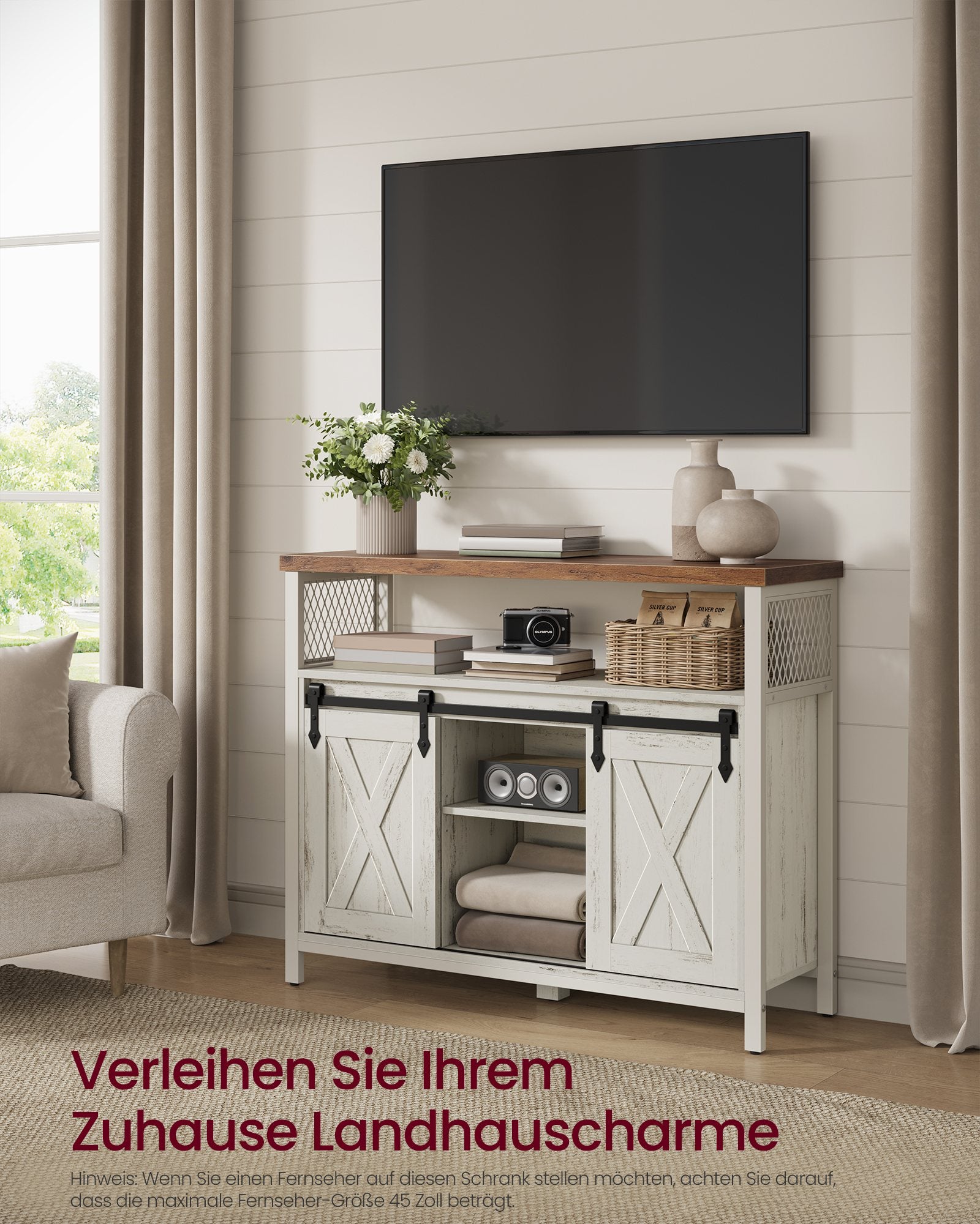 Sideboard mit Schiebetüren und Ablagen