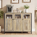 Sideboard blausteinbraun-mattschwarz Glastüren Stahlrahmen
