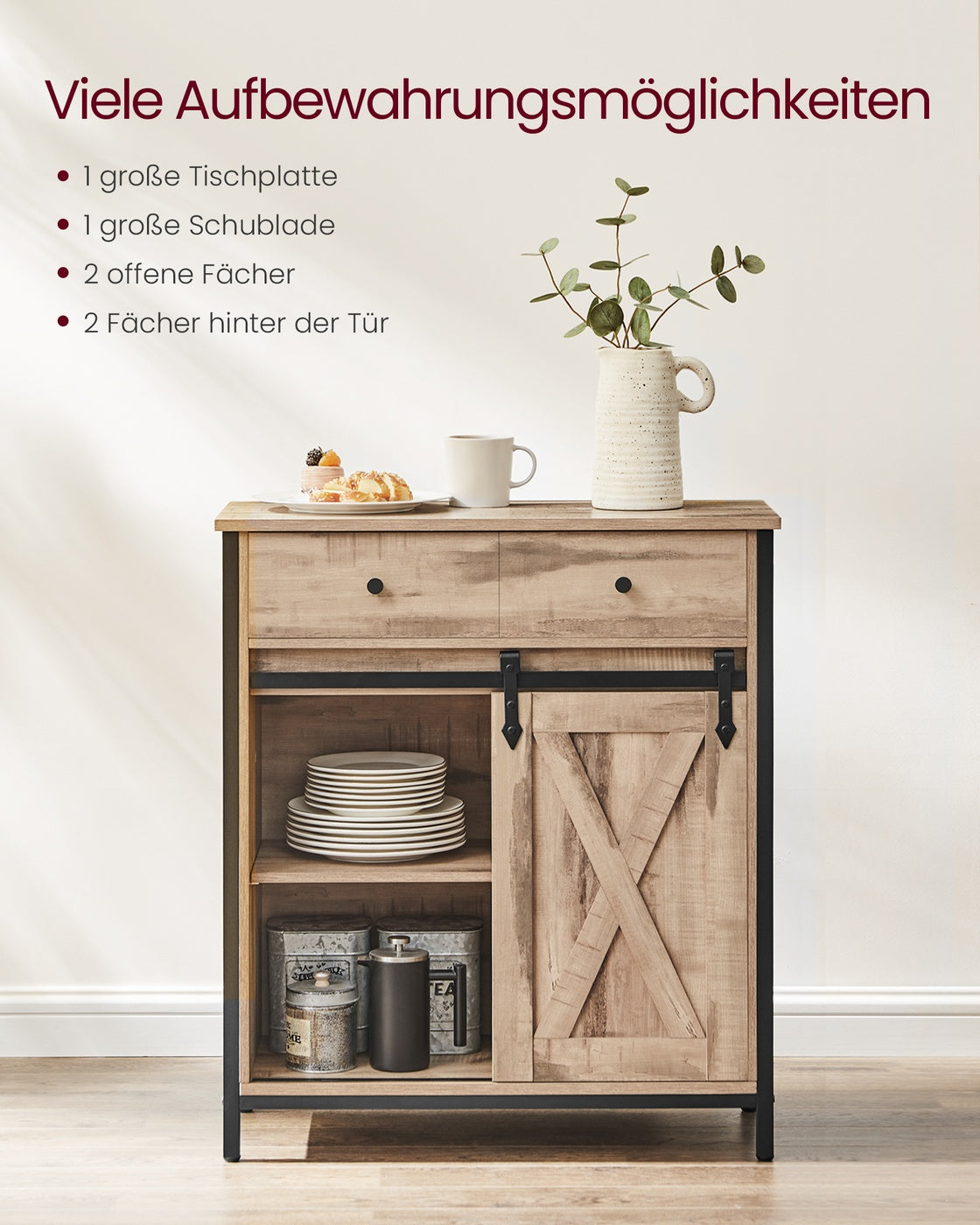 Küchenschrank mit Schiebetür 30 x 70 x 80 cm Landhausstil
