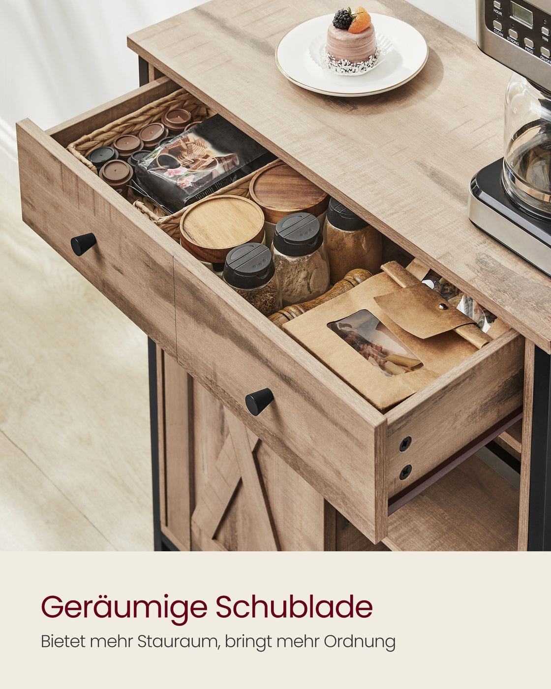 Küchenschrank mit Schiebetür 30 x 70 x 80 cm Landhausstil
