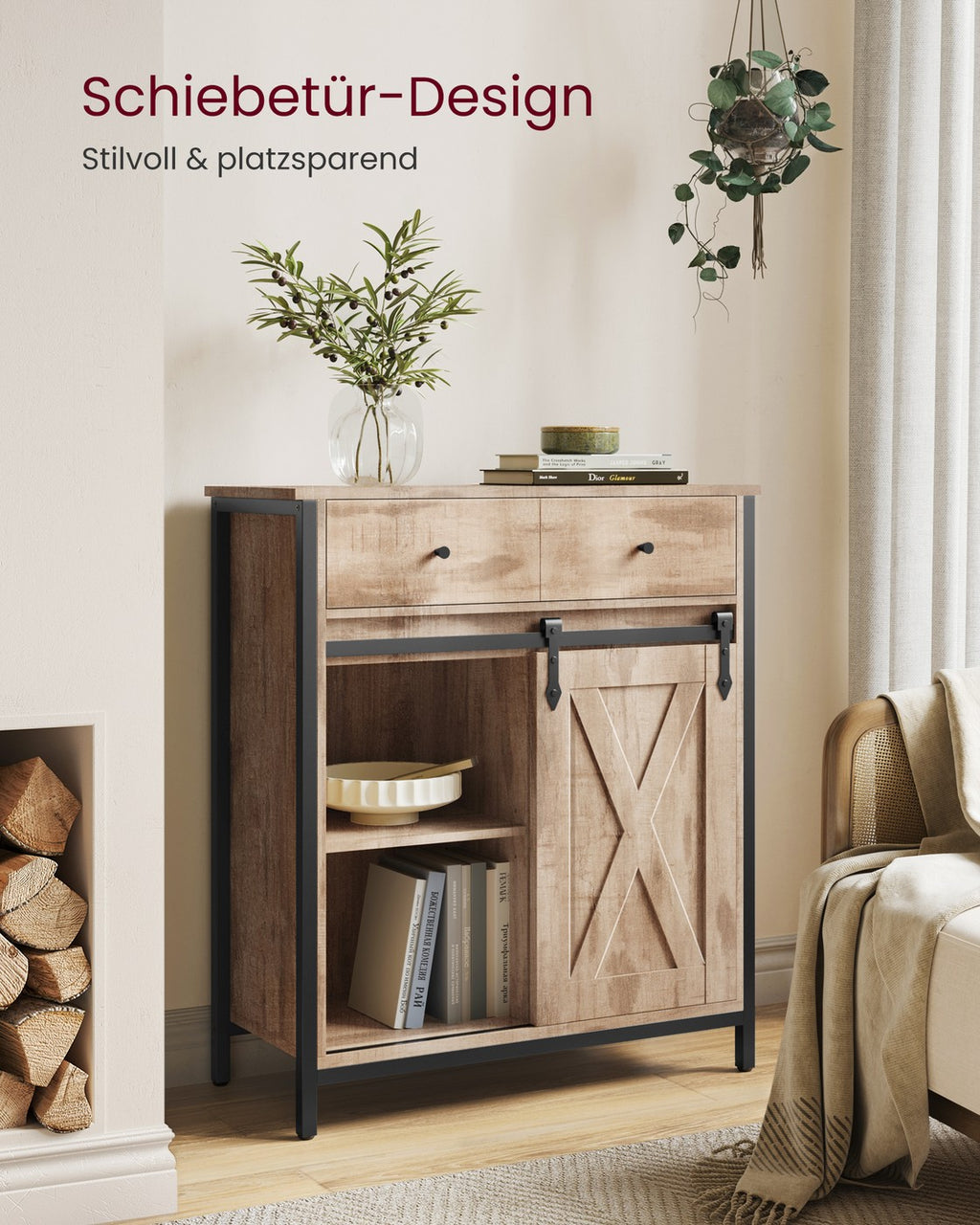 Küchenschrank mit Schiebetür 30 x 70 x 80 cm Landhausstil