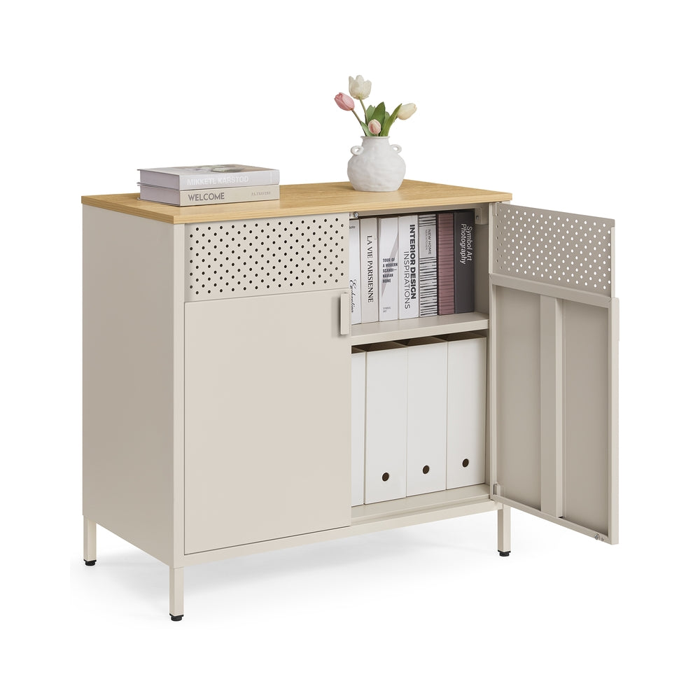 Aufbewahrungsschrank 40 x 80 x 76 cm sandbeige-naturbeige