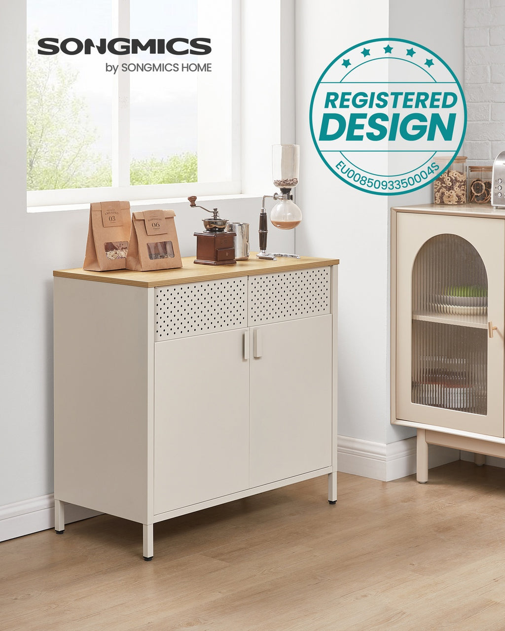 Aufbewahrungsschrank 40 x 80 x 76 cm sandbeige-naturbeige