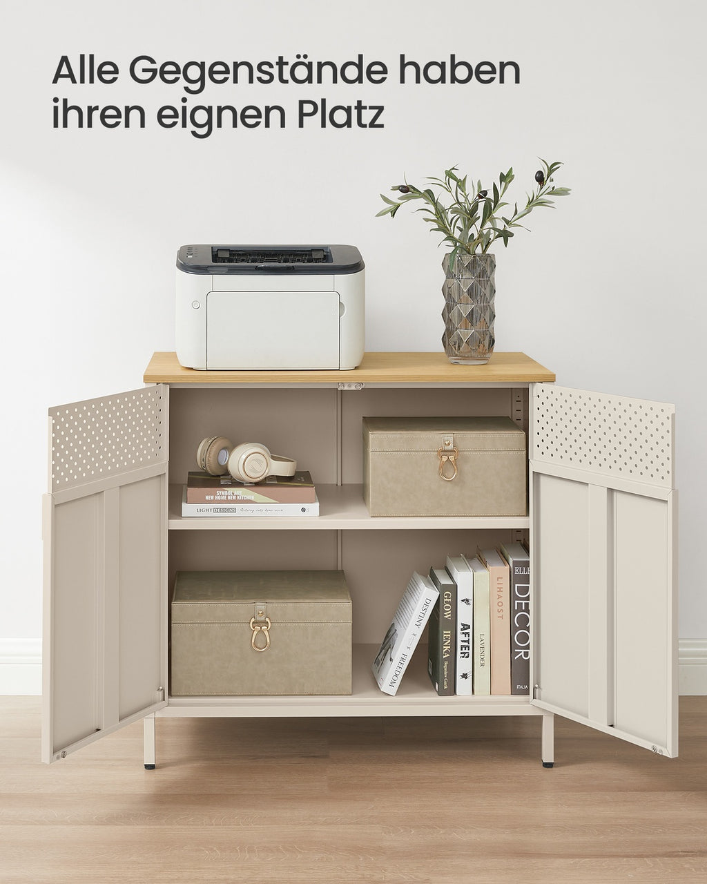 Aufbewahrungsschrank 40 x 80 x 76 cm sandbeige-naturbeige