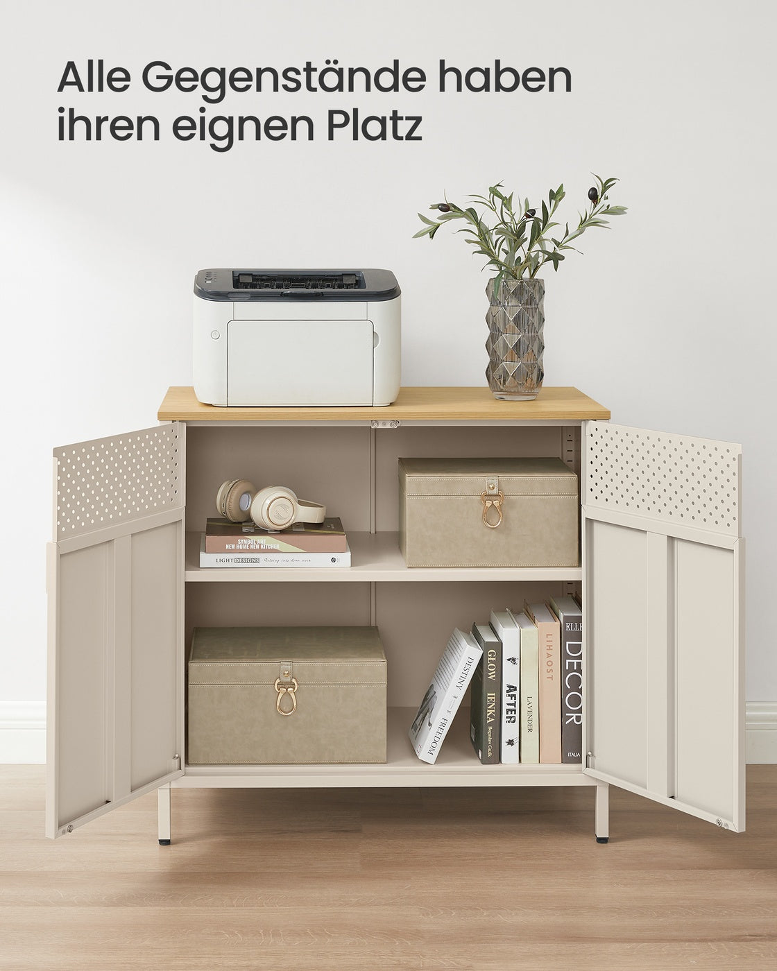Aufbewahrungsschrank 40 x 80 x 76 cm sandbeige-naturbeige