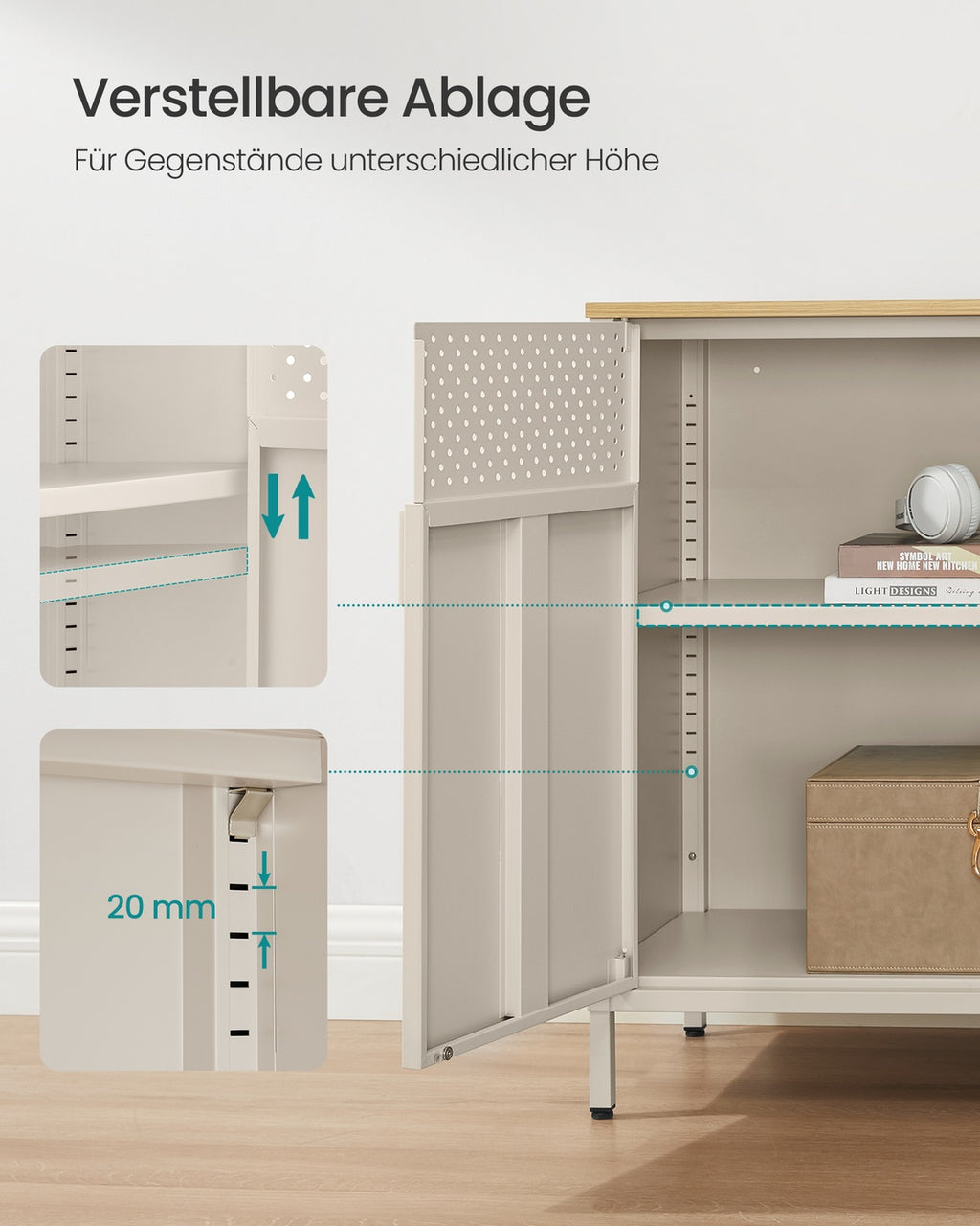 Aufbewahrungsschrank 40 x 80 x 76 cm sandbeige-naturbeige