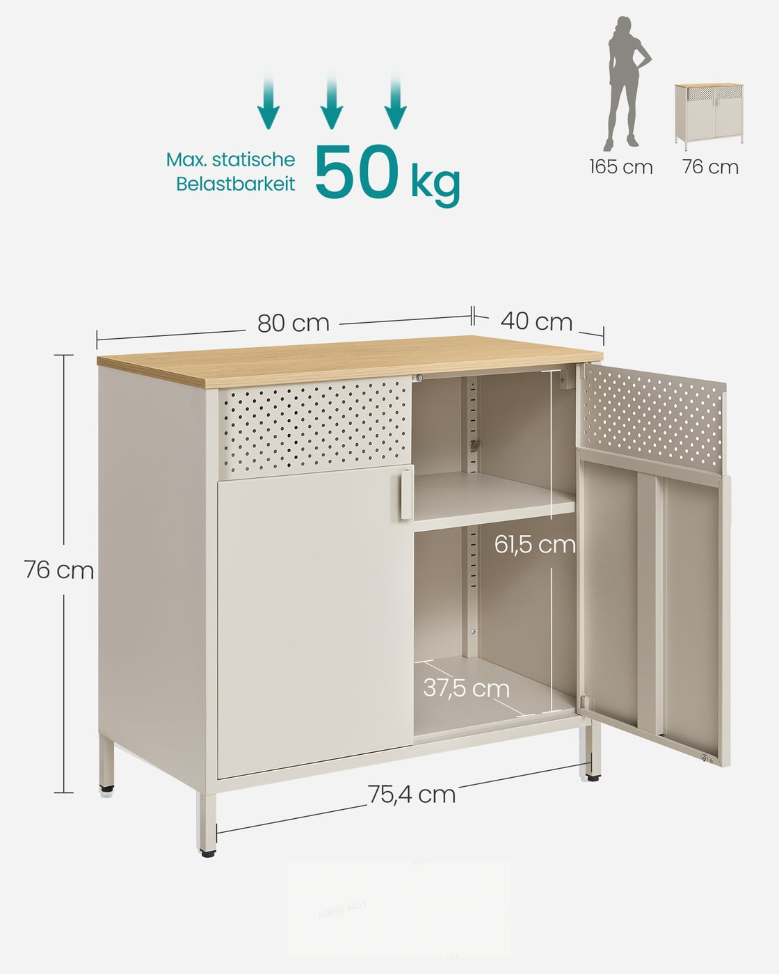 Aufbewahrungsschrank 40 x 80 x 76 cm sandbeige-naturbeige
