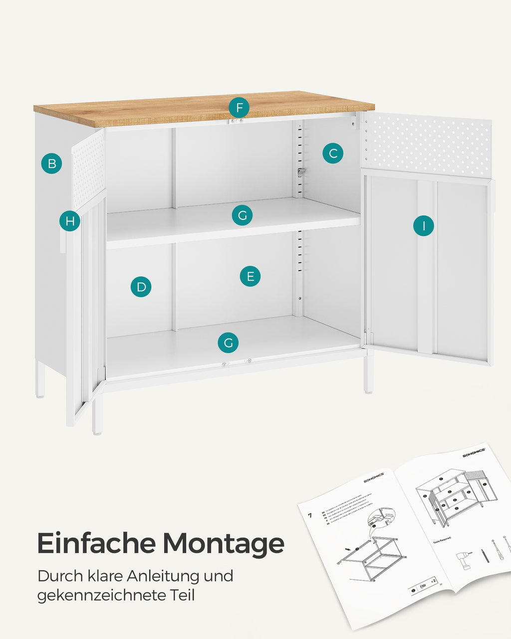 Aufbewahrungsschrank aus Stahl mit Löchern