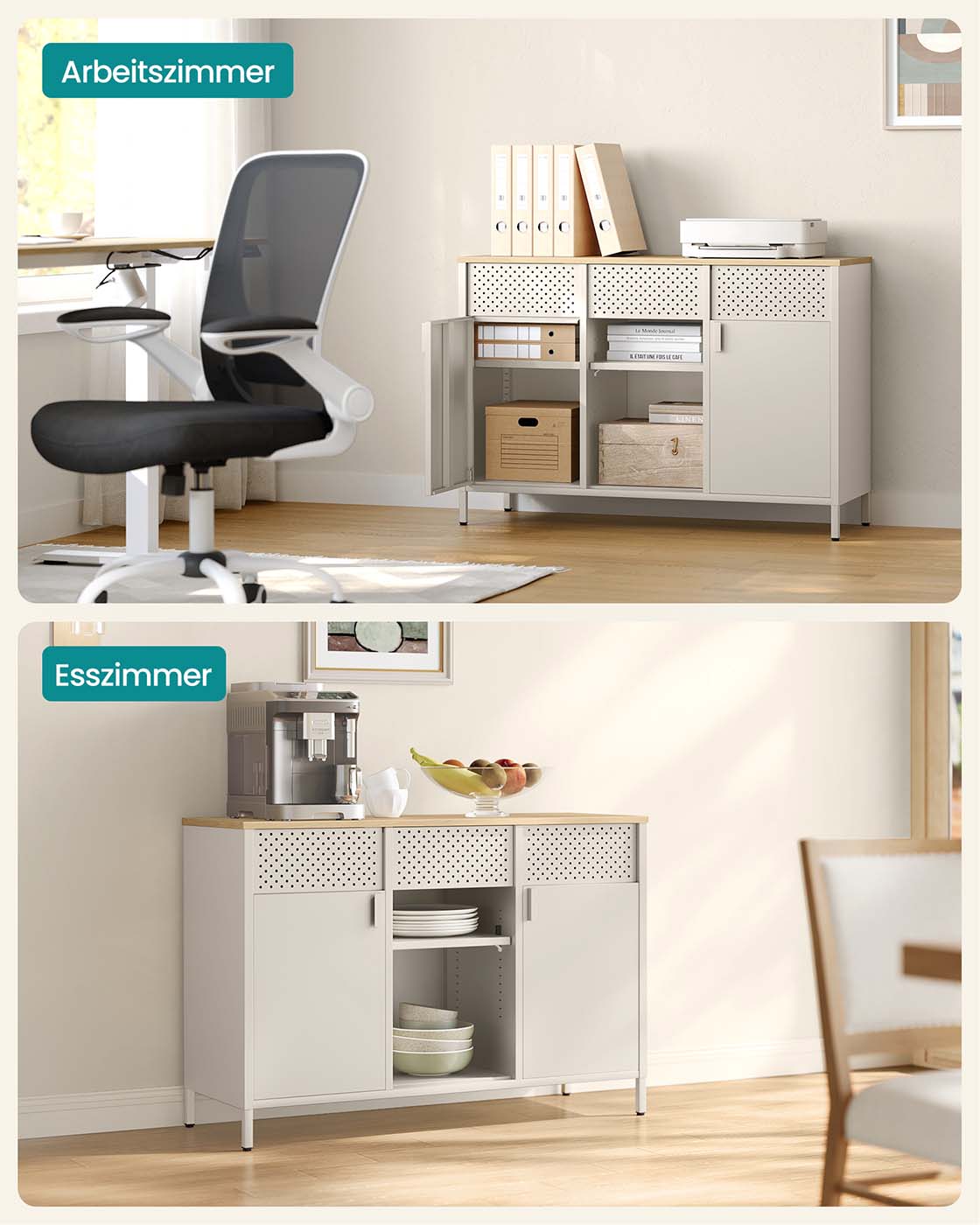 Metallschrank mit verstellbaren Böden und Magnetverschluss