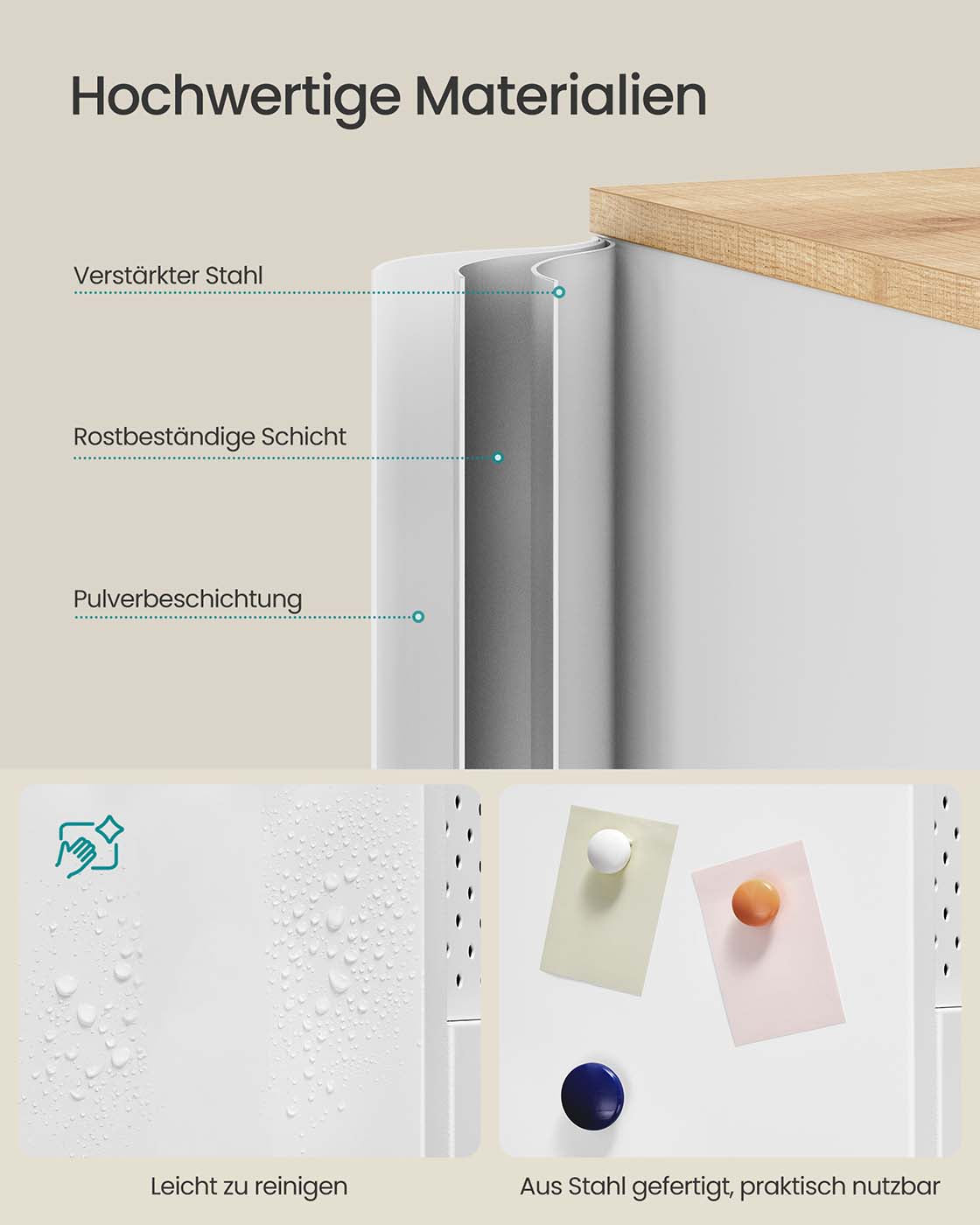 Metallschrank mit verstellbaren Böden und Magnetverschluss