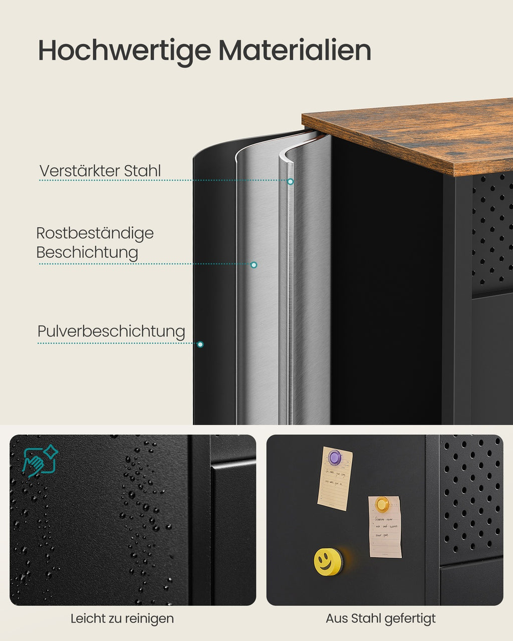 Aufbewahrungsschrank mit 4 Türen tintenschwarz-vintagebraun