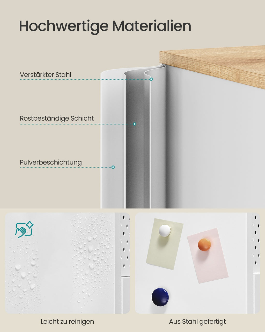 Aufbewahrungsschrank mit 4 Türen wolkenweiß-eichenbeige