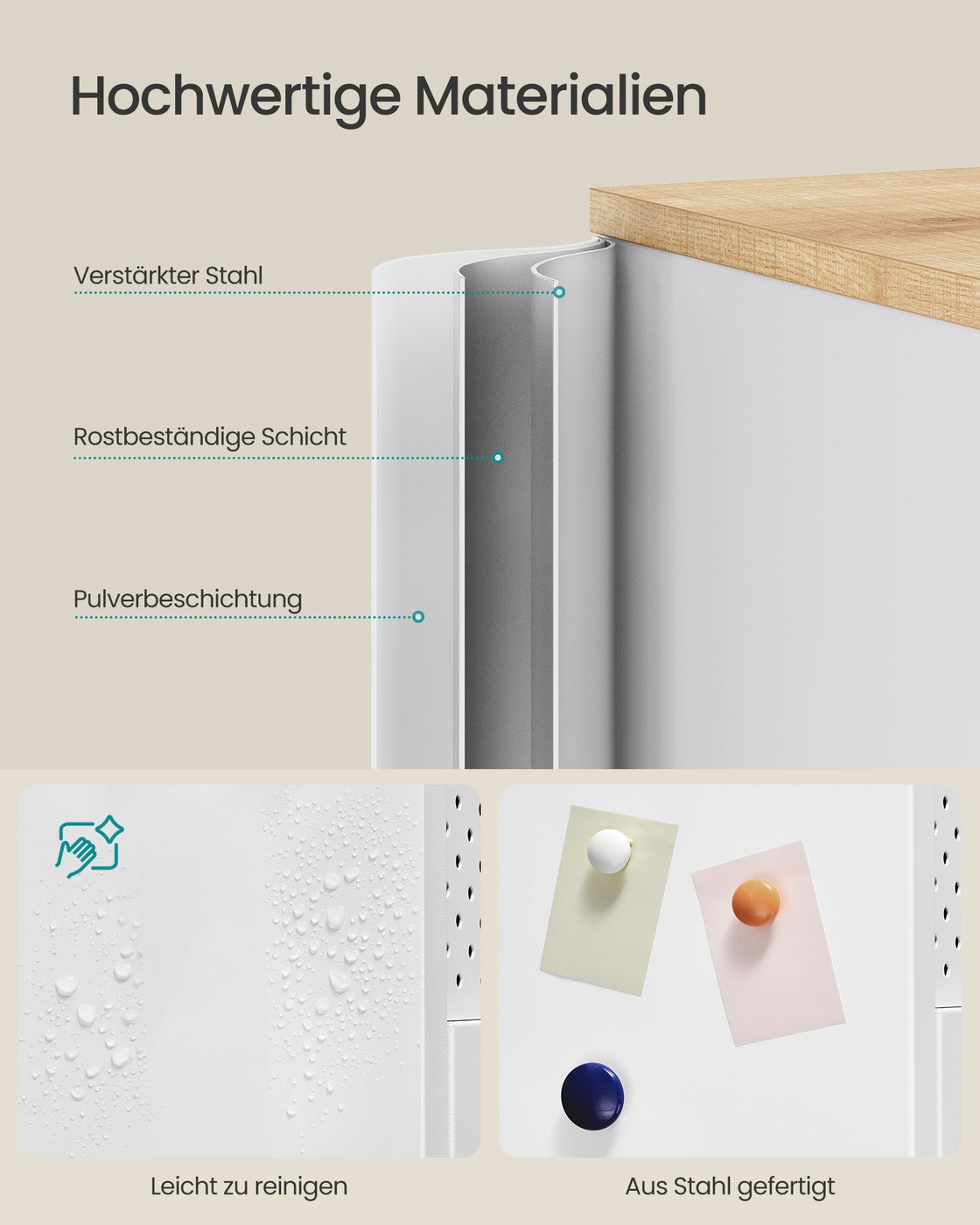 Aufbewahrungsschrank mit 4 Türen wolkenweiß-eichenbeige