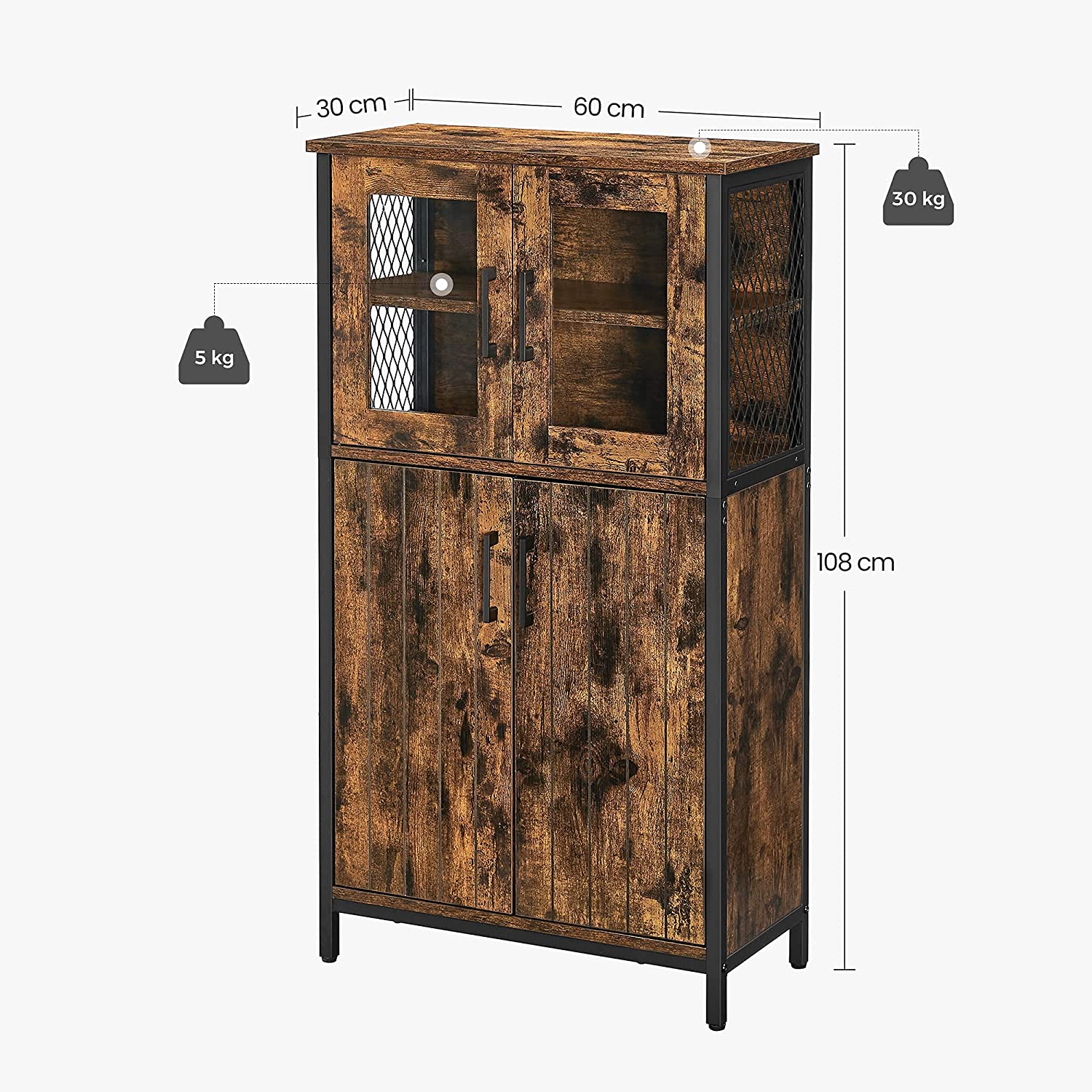 Sideboard mit Türen aus Glas