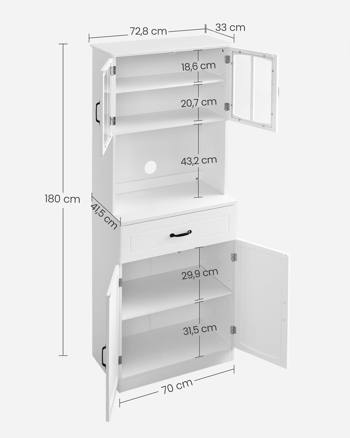 Küchenschrank mit verstellbaren Einlegeböden modern