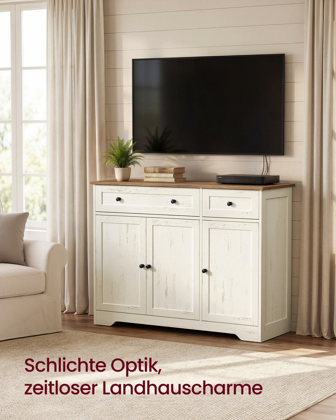 Küchenschrank vintageweiß 40x106,8x80 cm Landhausstil 3 Türen