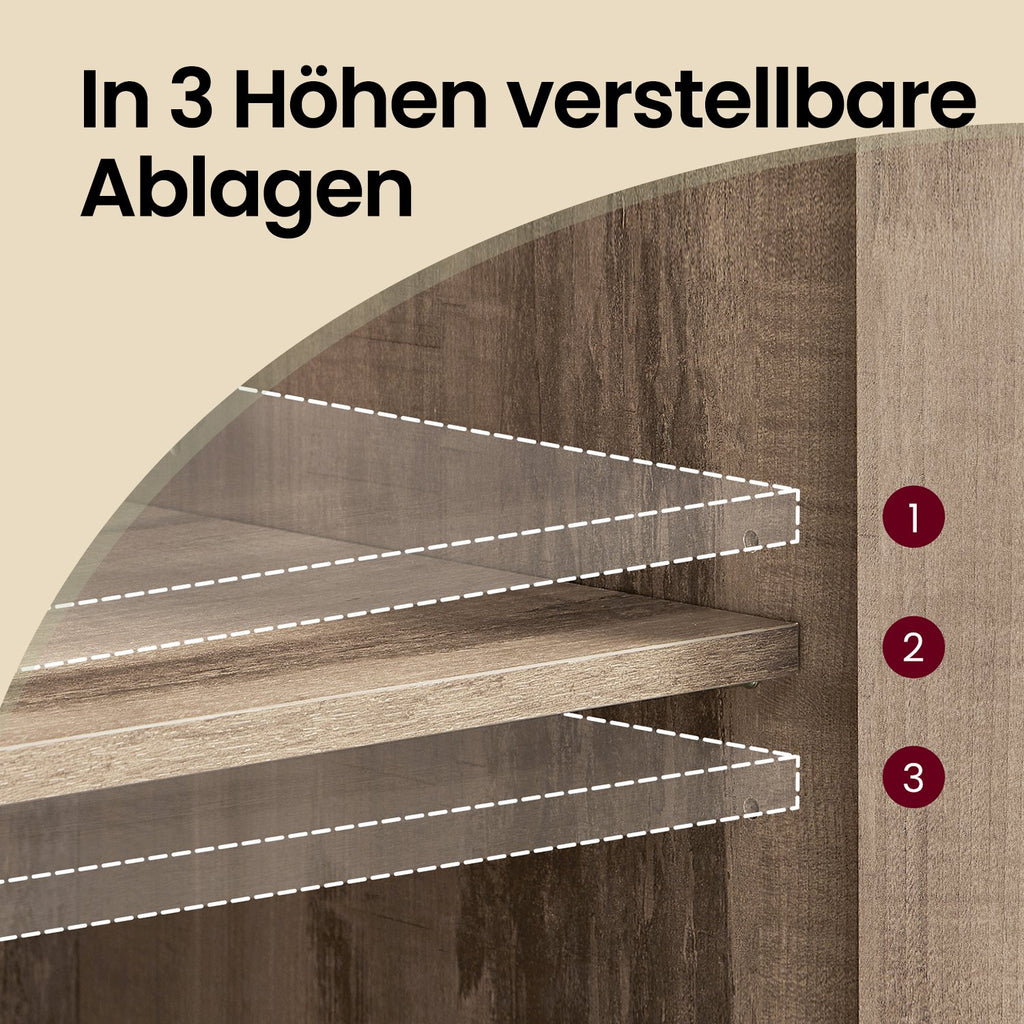 Sideboard mit Glastüren kamelbraun-tintenschwarz