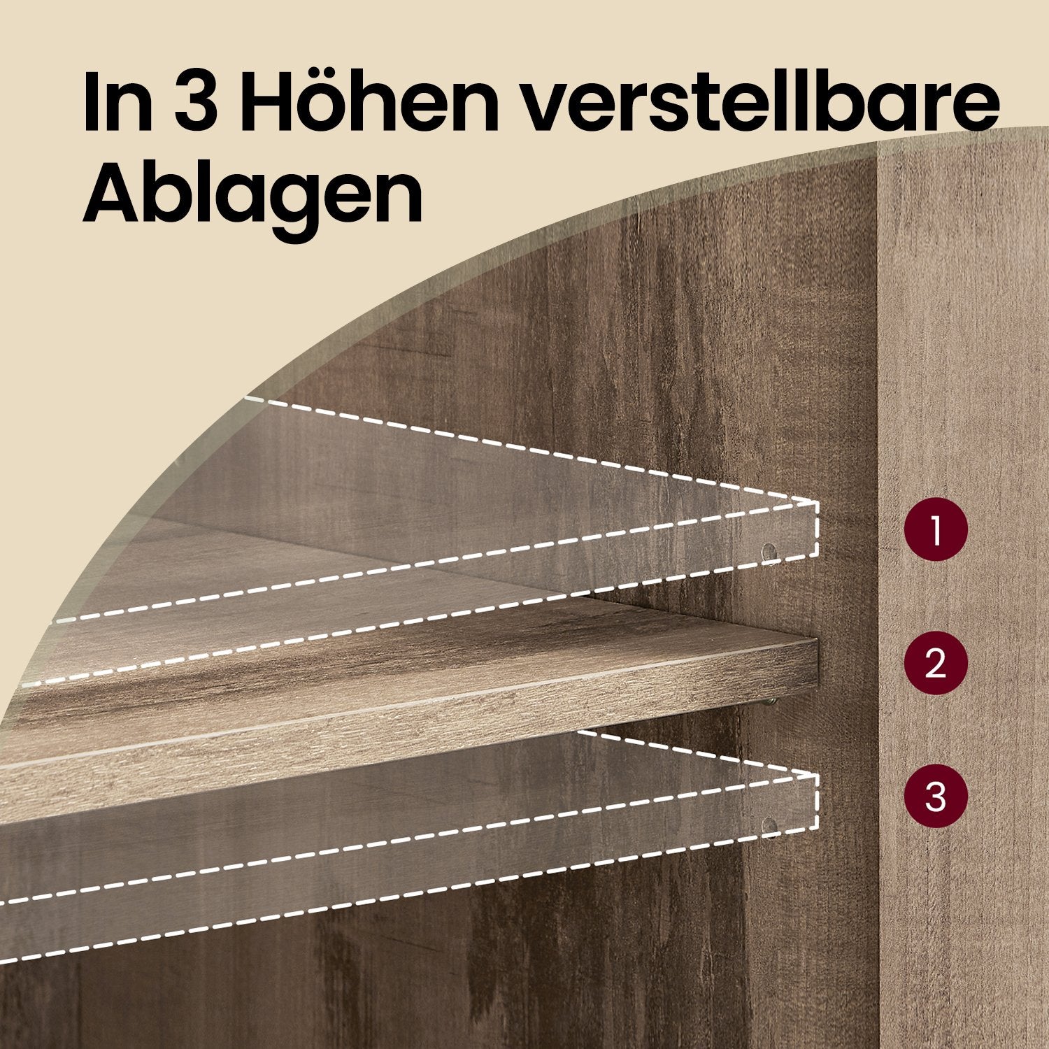 Sideboard mit Glastüren kamelbraun-tintenschwarz