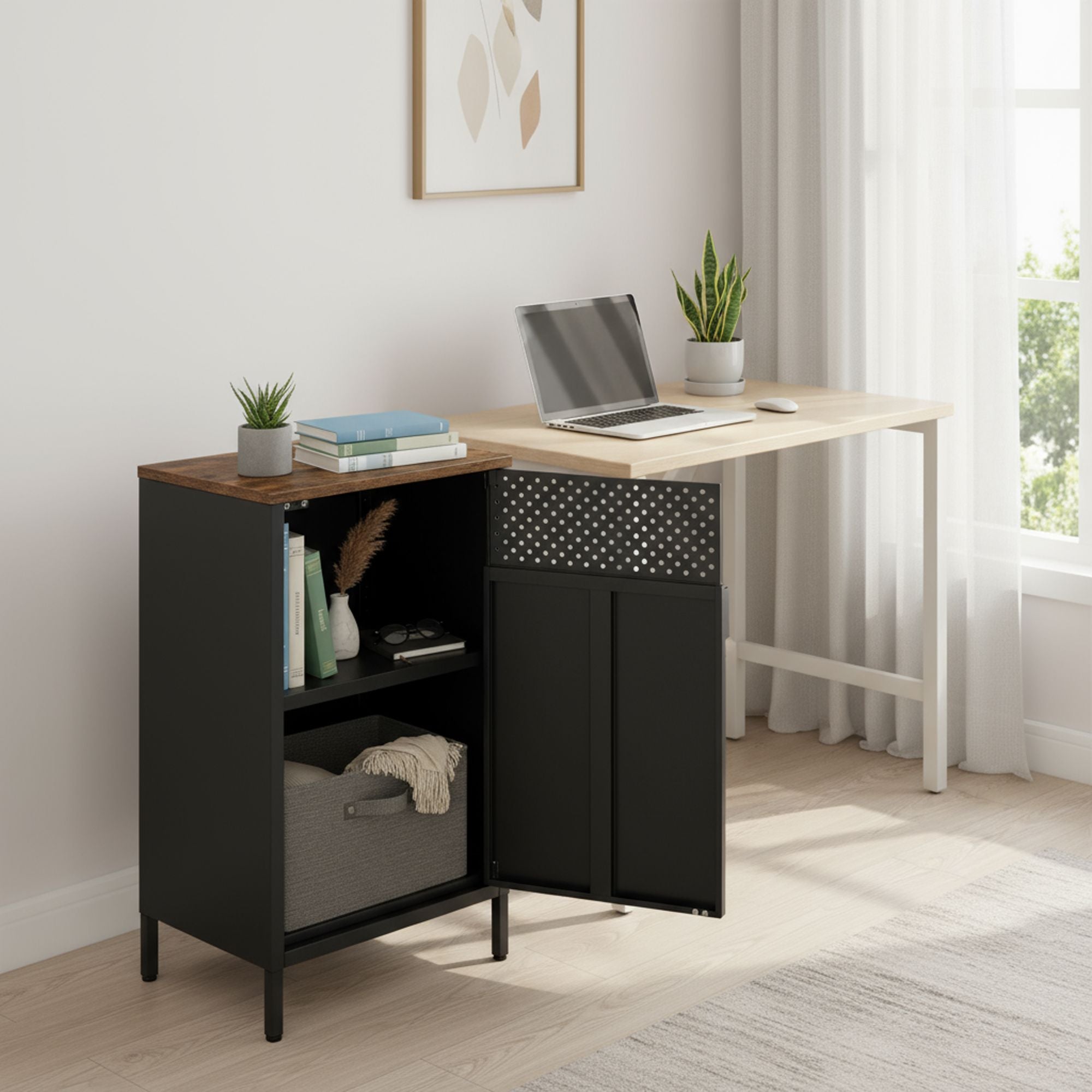 Metallschrank, Aufbewahrungsschrank für Büro, Magnetverschluss