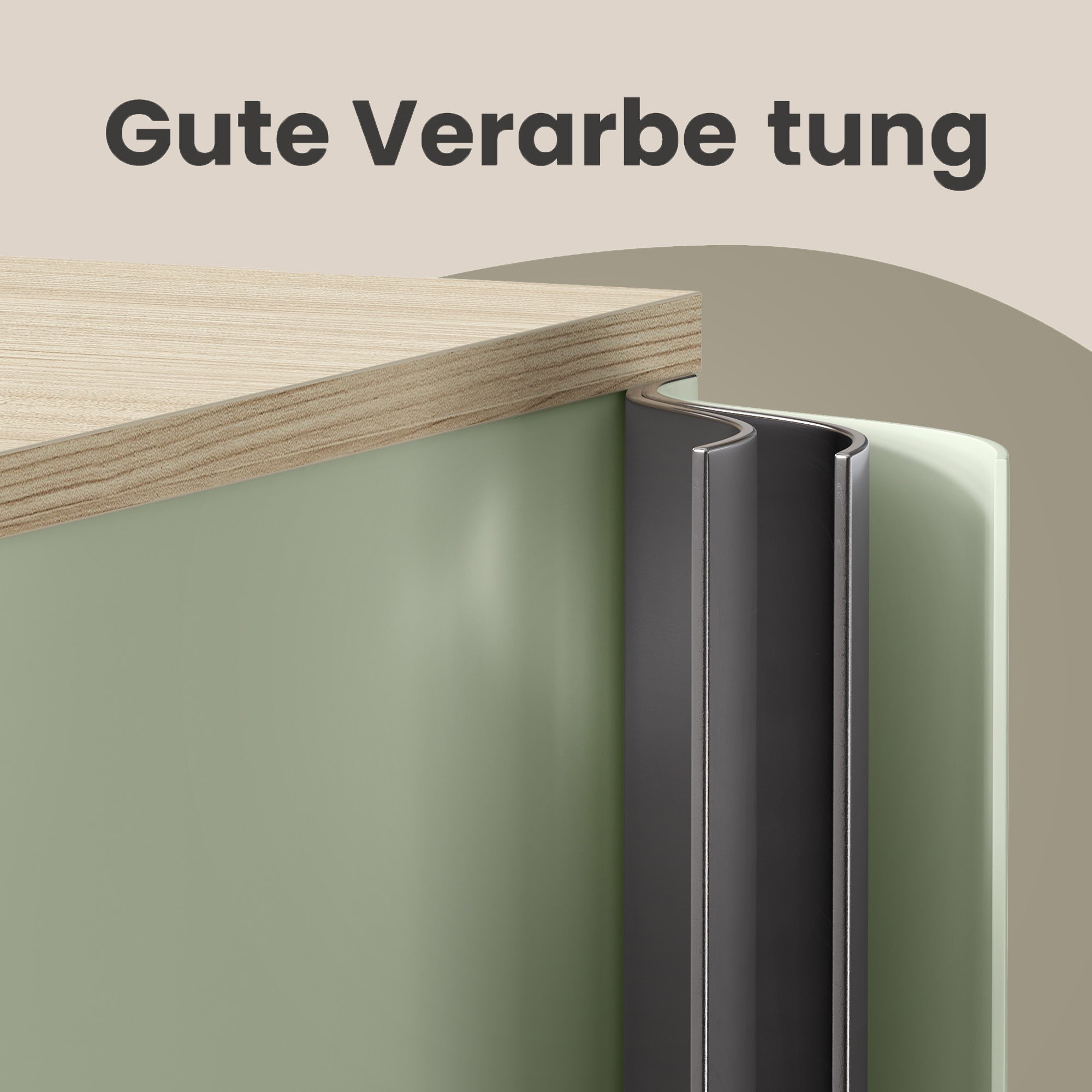 Metallschrank mit Doppeltür, Aufbewahrungsschrank für Wohnzimmer, grün-eichenfarben