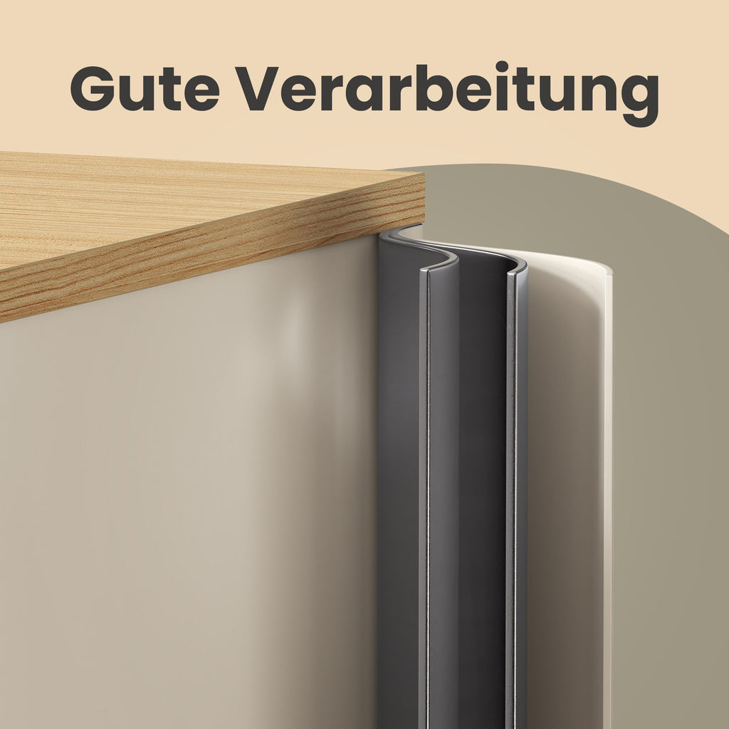 Metallschrank mit Doppeltür, Aufbewahrungsschrank für Wohnzimmer, sandbeige-naturbeige