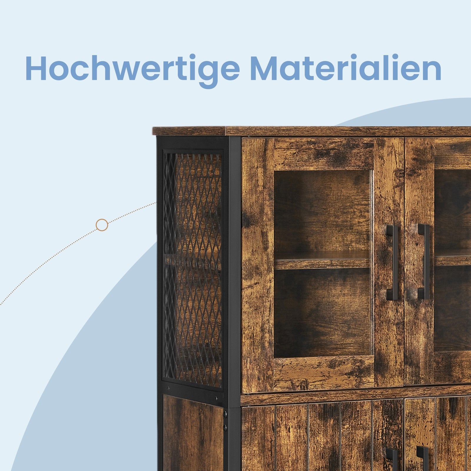 Küchenschrank, Aufbewahrungsschrank mit verstellbaren Ablagen, für Wohnzimmer